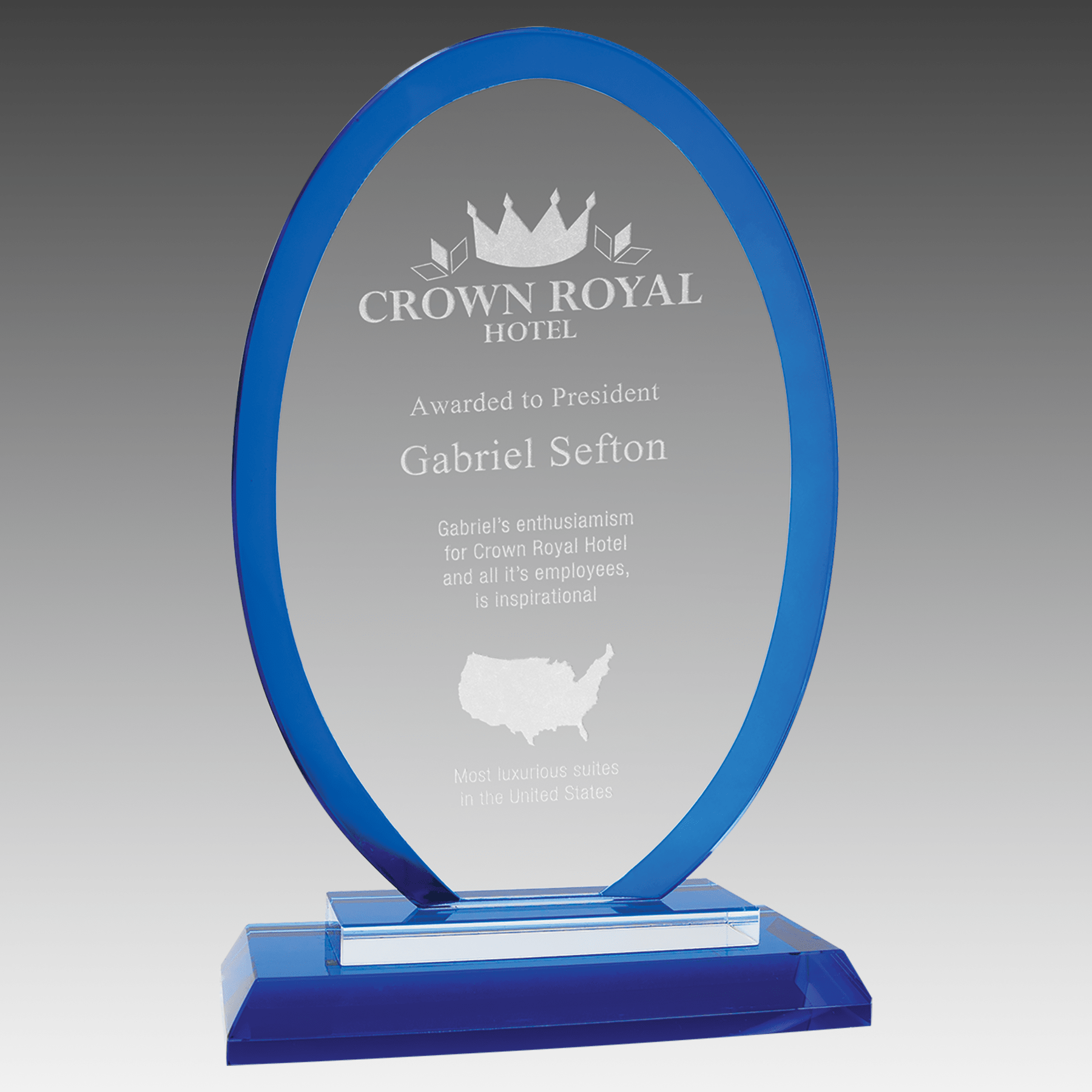 7.5" Oval Blue Regal Glass