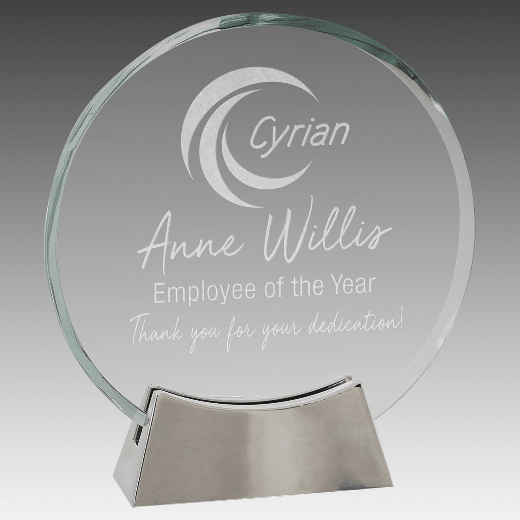 6.25" Round Platinum Glass with Full Metal Base