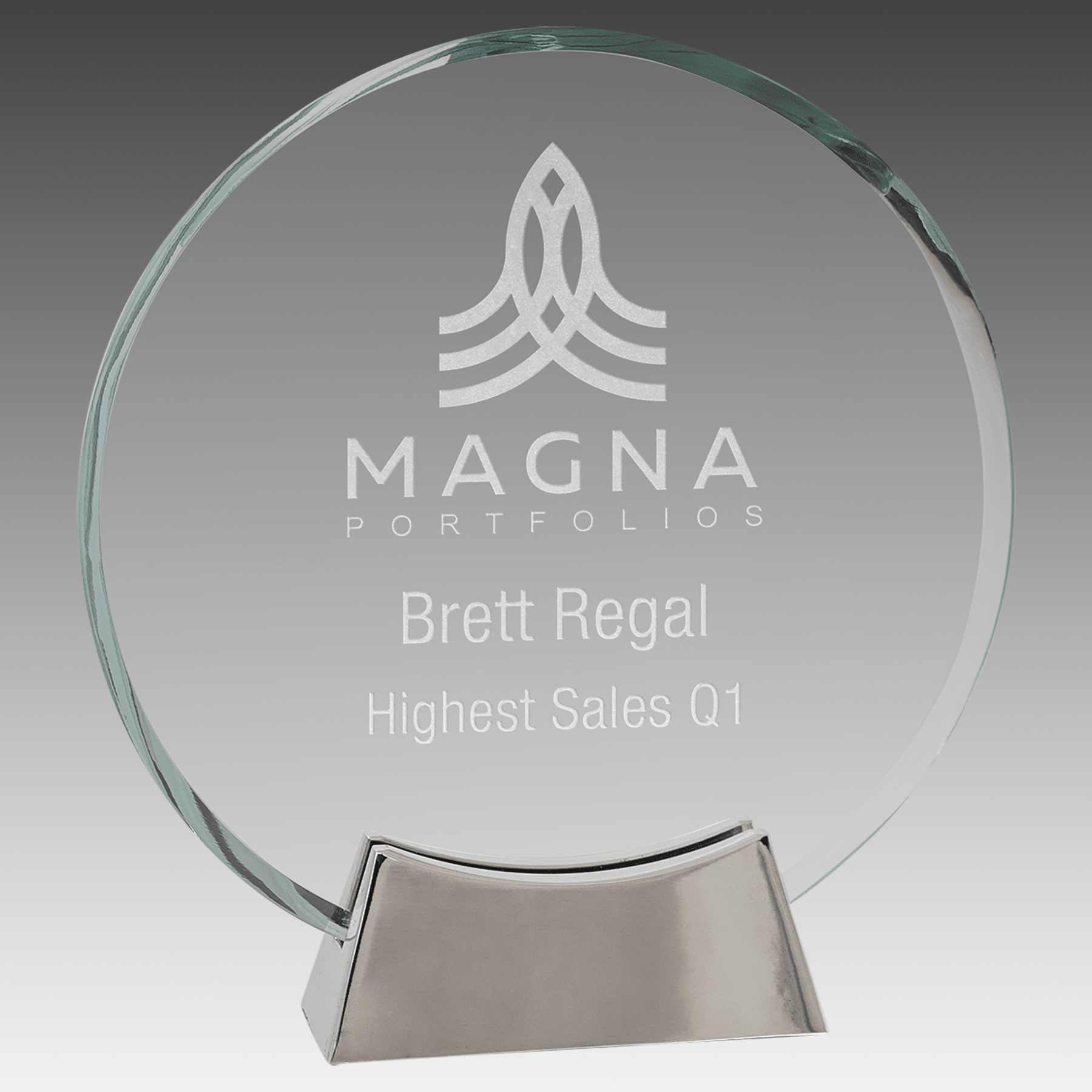 7.25" Round Platinum Glass with Full Metal Base