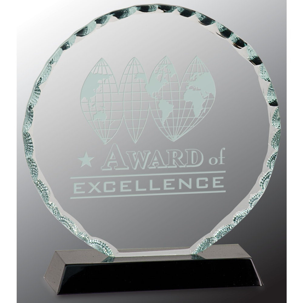 6.5" Round Facet Glass on Black Base