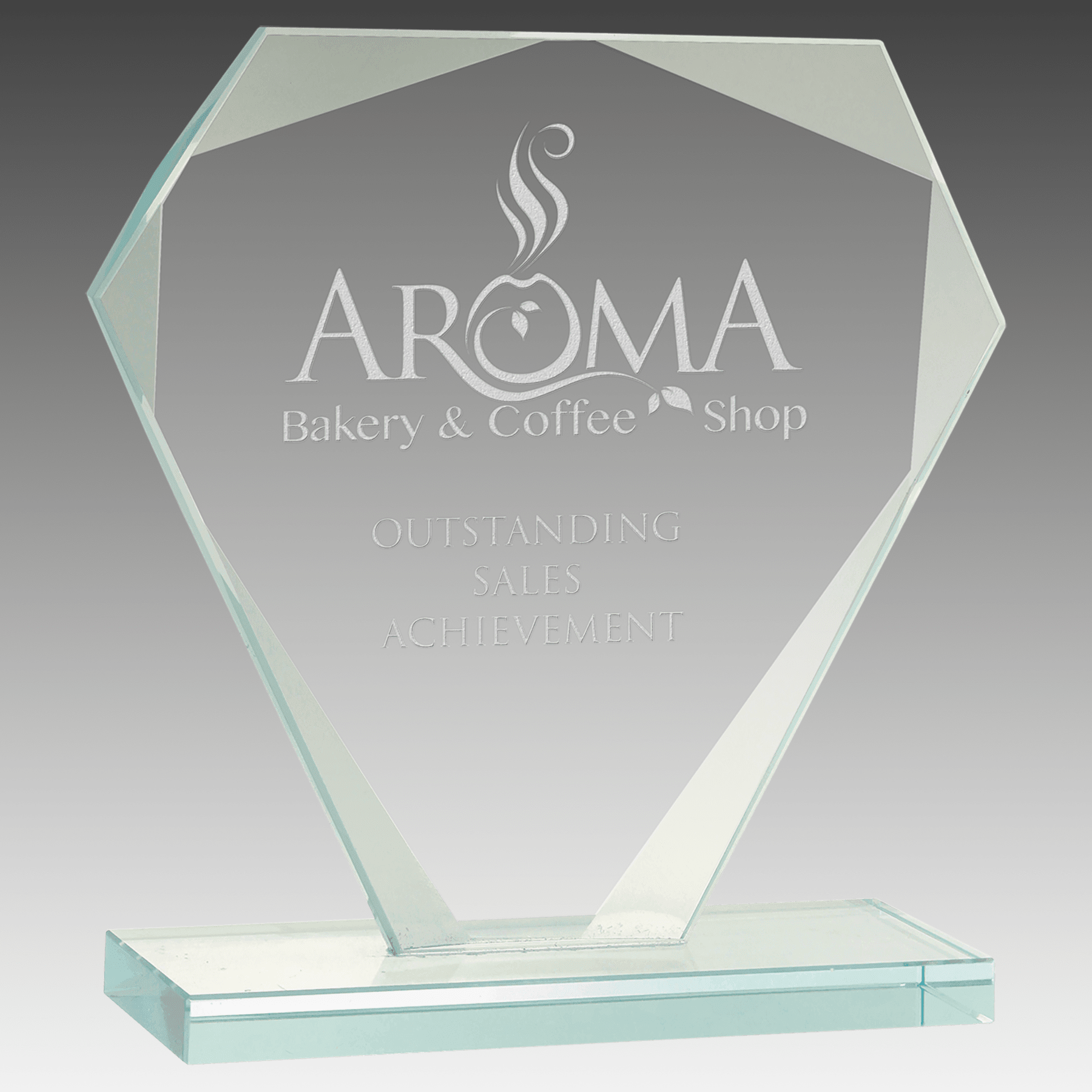5.5" Cut Diamond Jade Glass Award