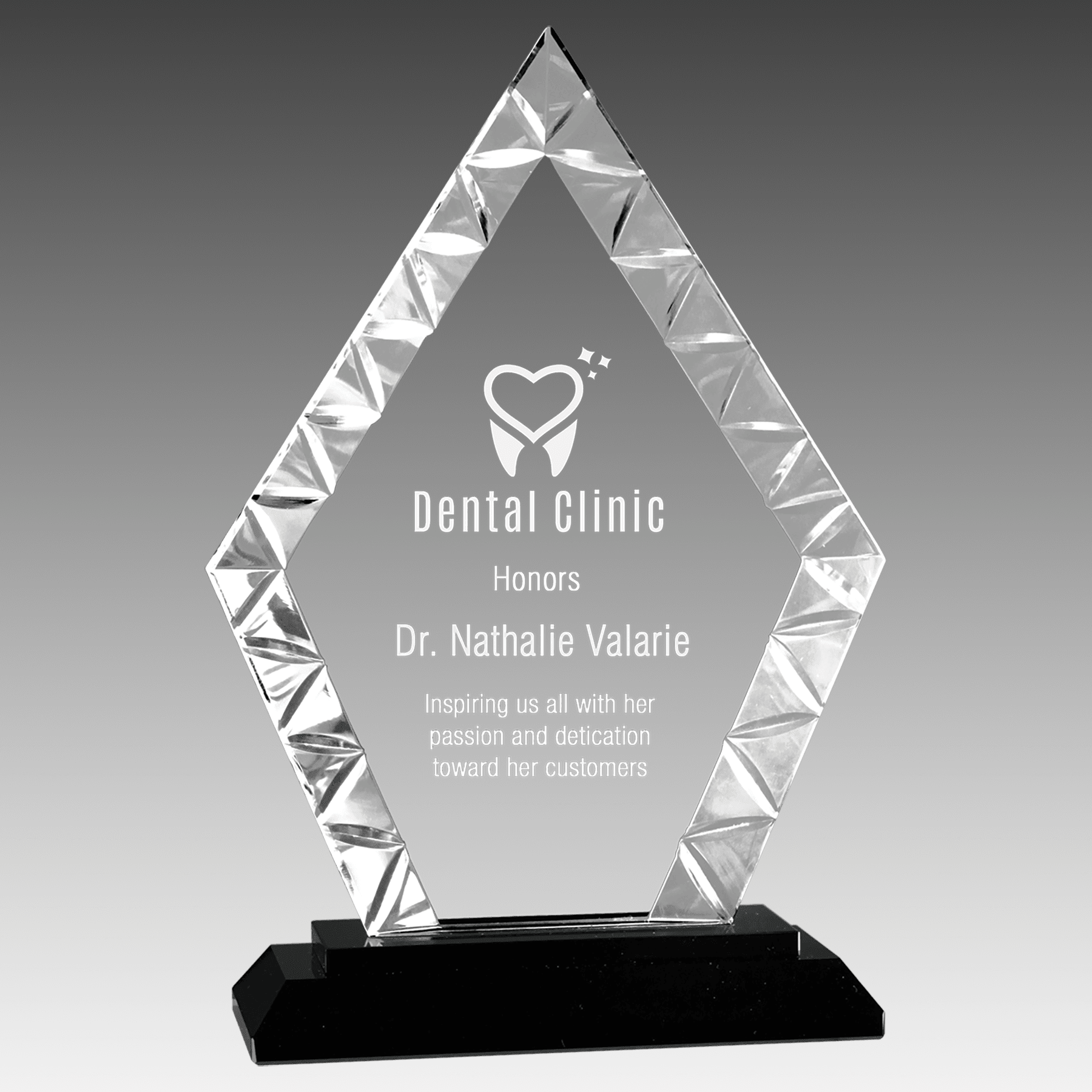 7.5" Diamond Accent Glass on Black Base