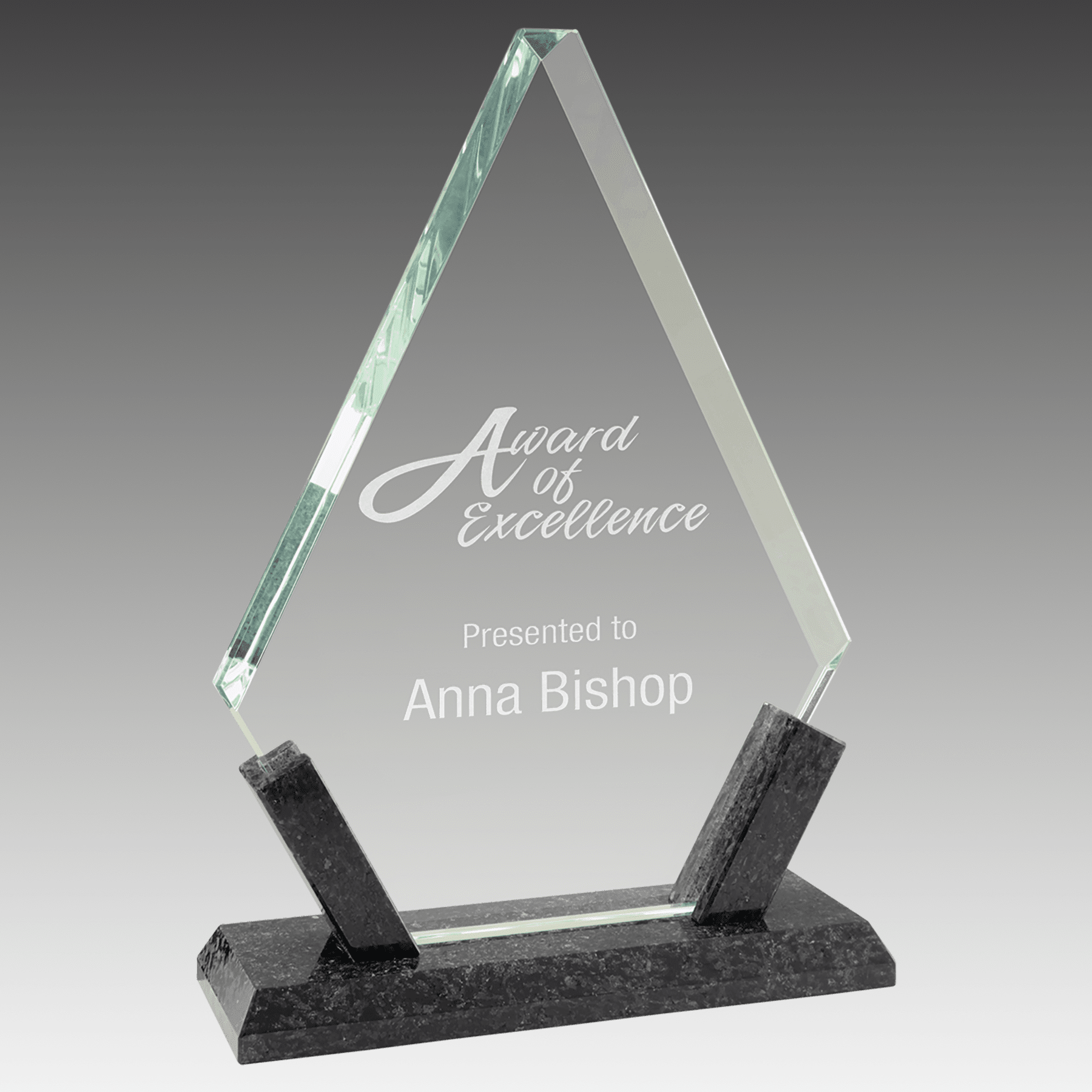 8.25" Diamond Glass with Black Marble Base