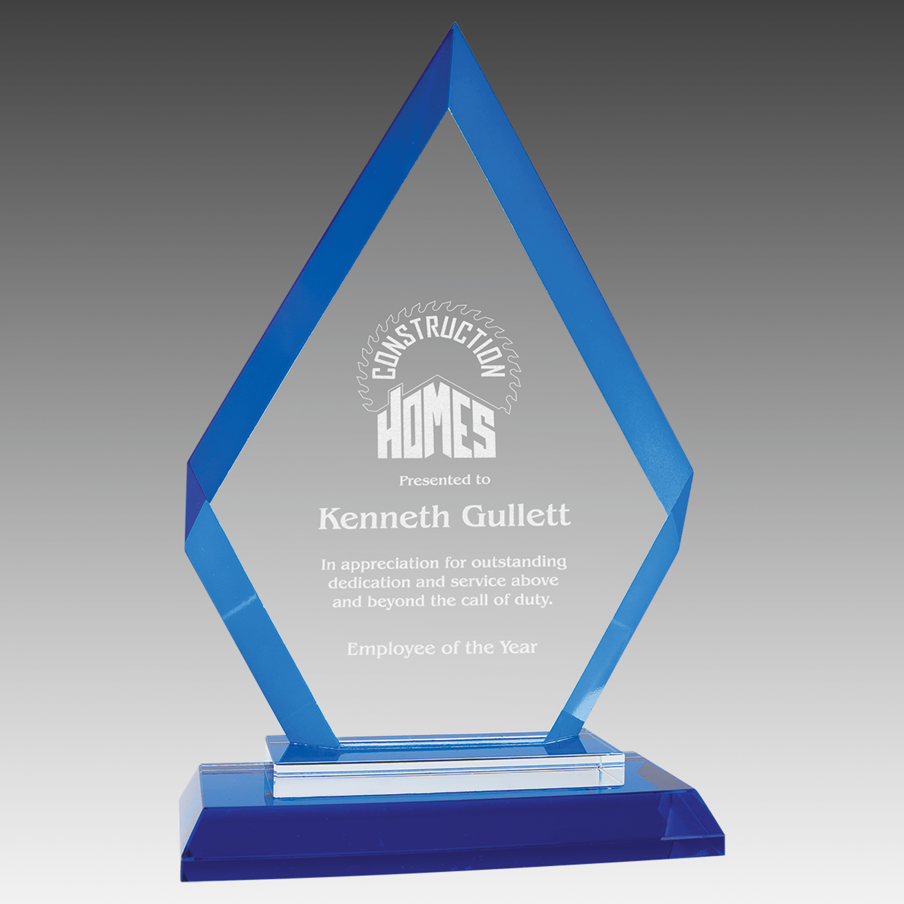 7.5" Diamond Blue Regal Glass