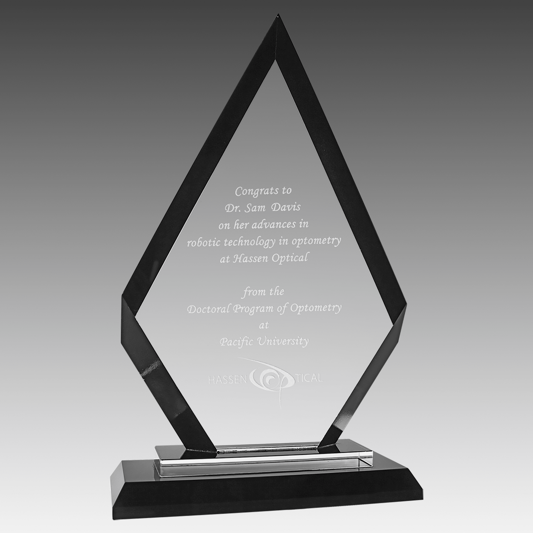 9" Diamond Black Regal Glass