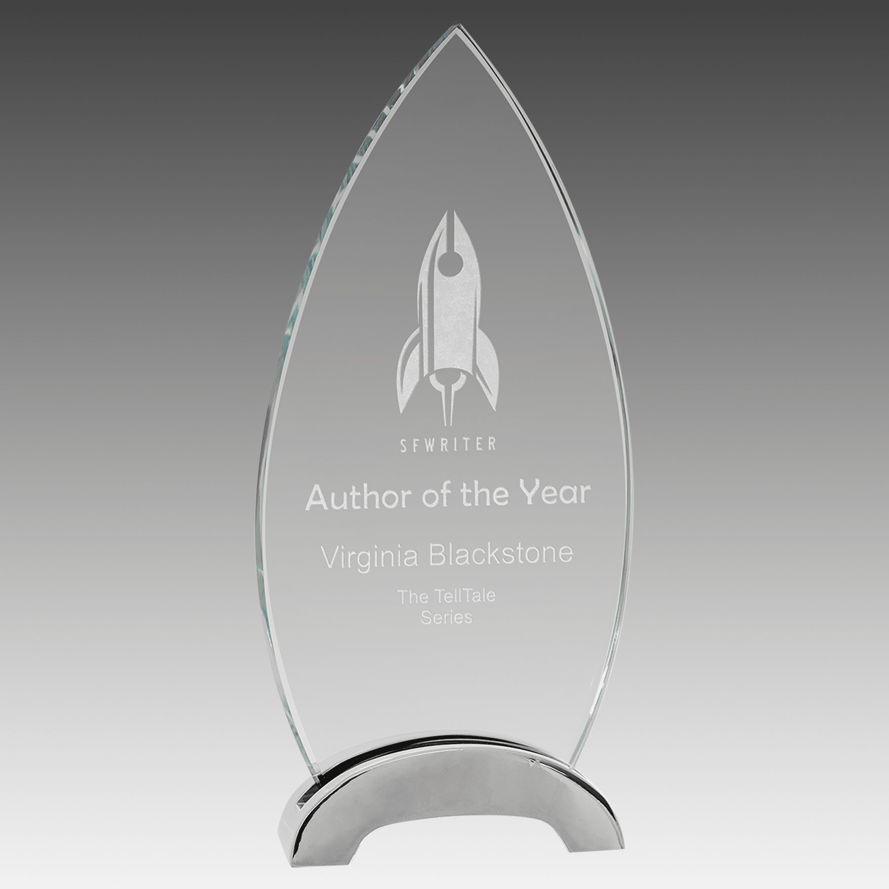 9.25" Oval Platinum Glass with Arch Metal Base