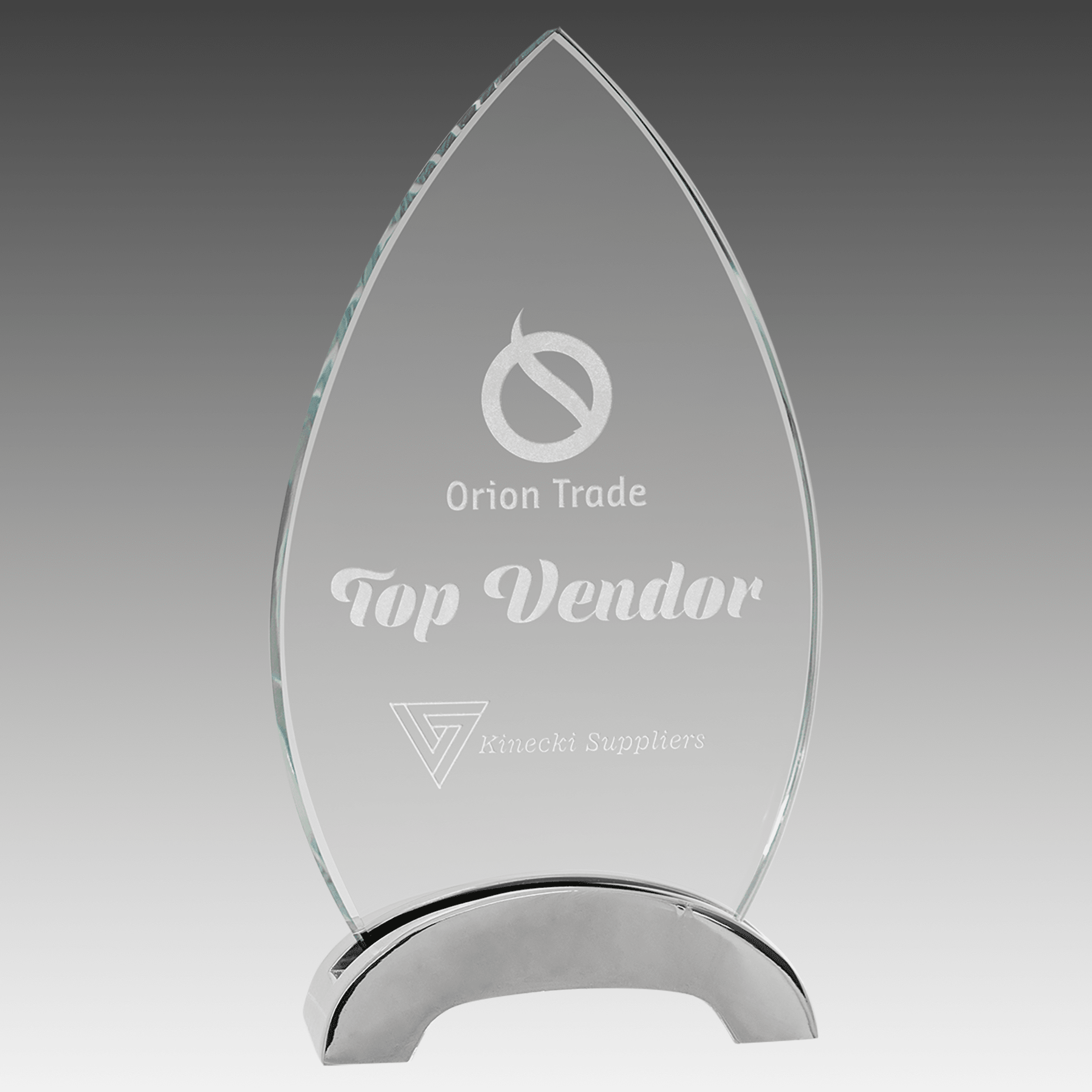 7.5" Oval Platinum Glass with Arch Metal Base
