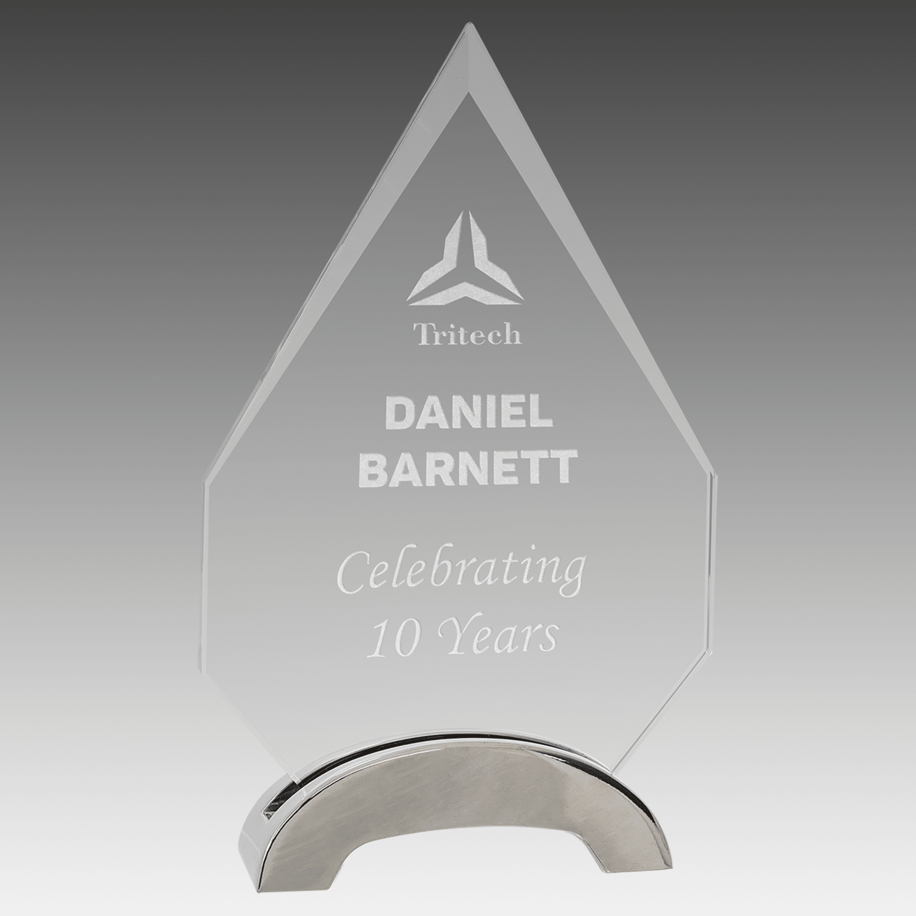 7.5" Diamond Platinum Glass with Arch Metal Base