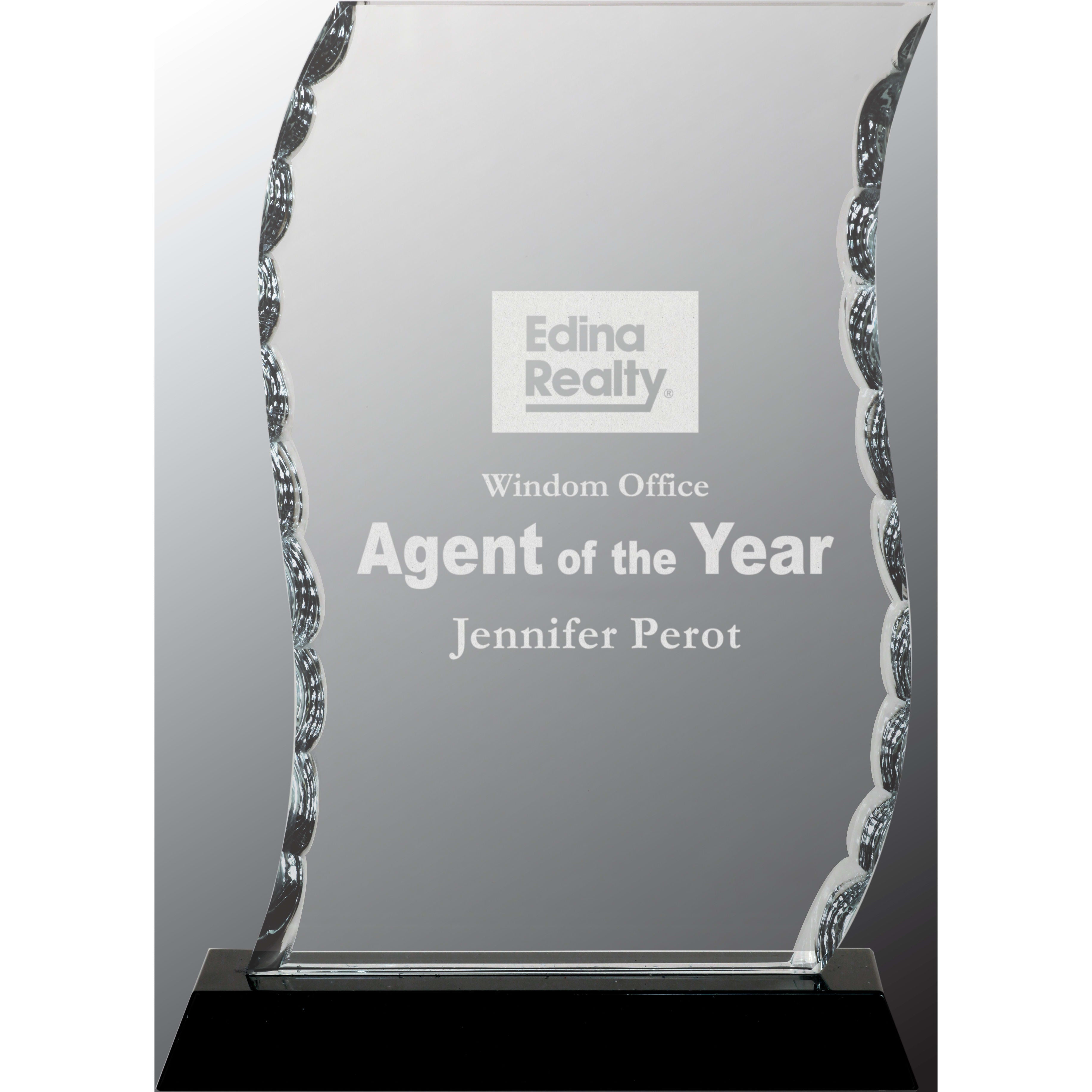 7.5" Scroll Facet Glass on Black Base