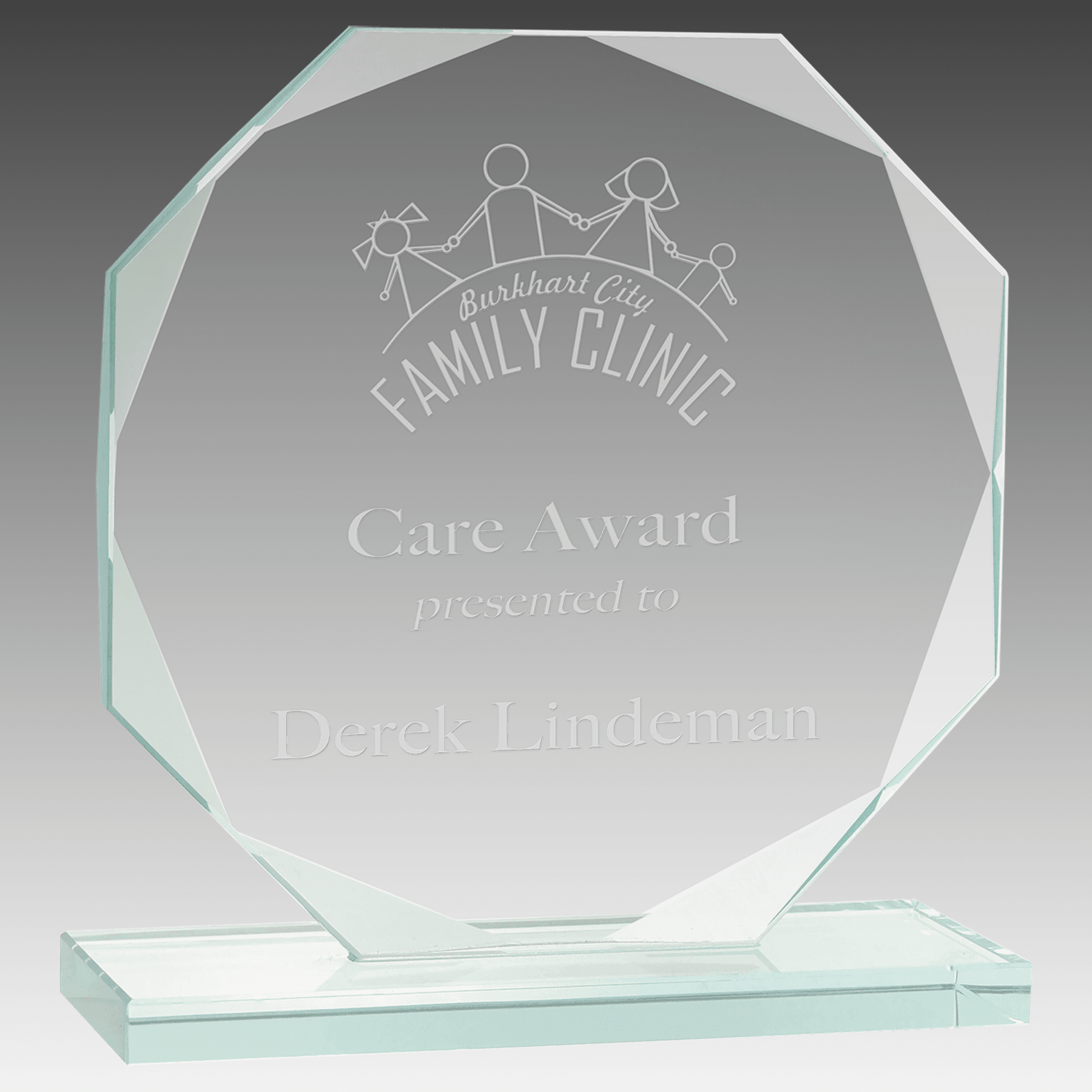 6.5" Octagon Jade Glass Award