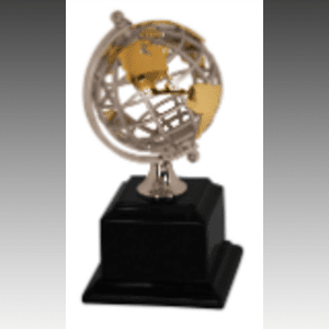 8.75" Gold/Silver Globe with Black Piano Finish Base
