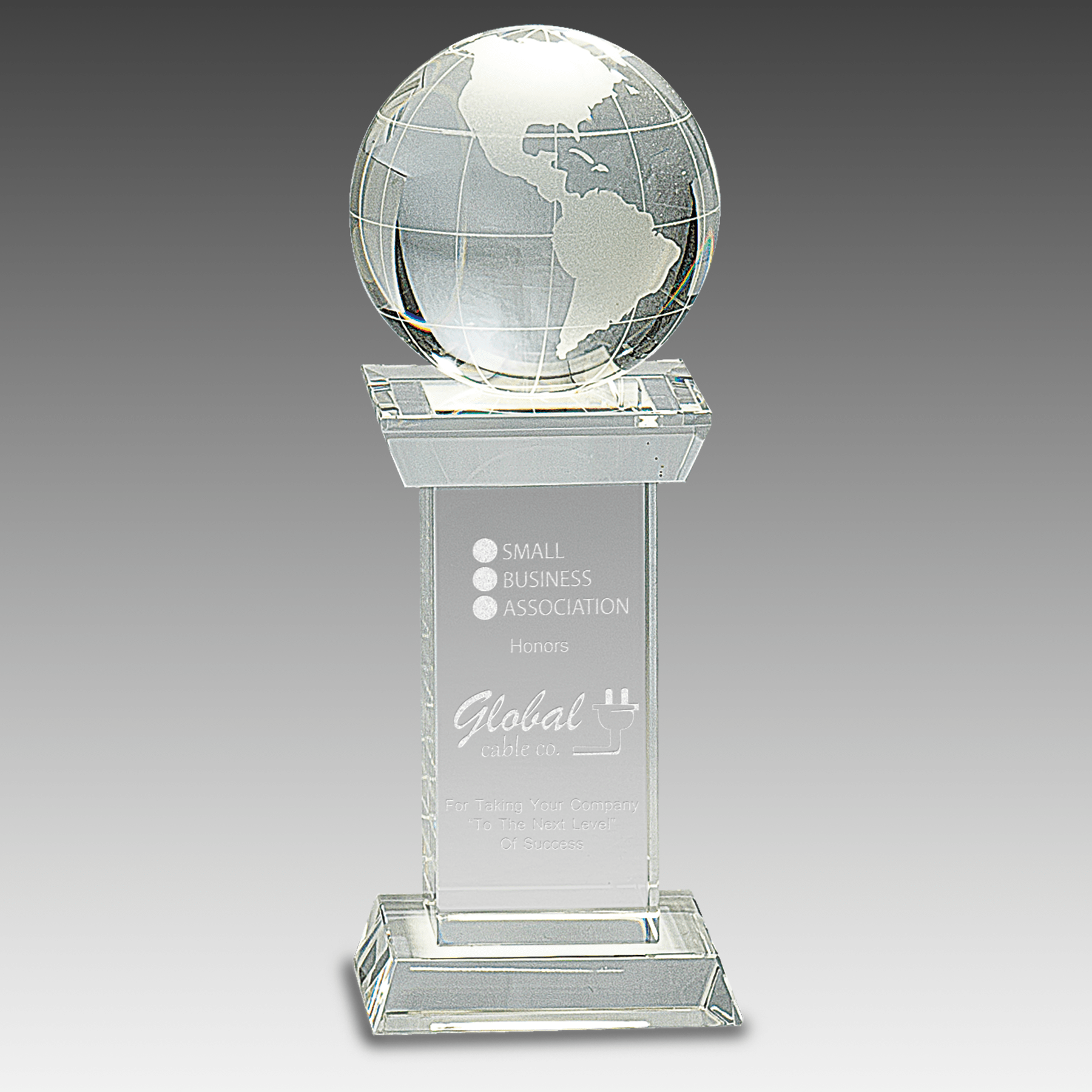 8" Crystal Globe on Clear Tower