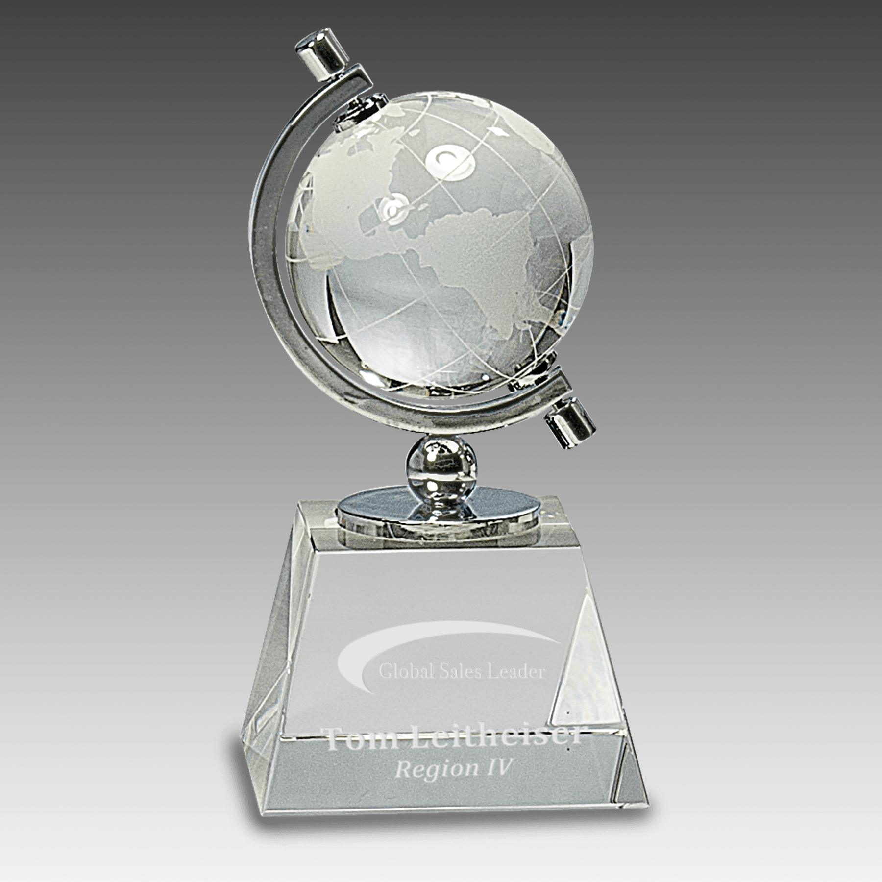 6" Crystal Spinning Globe on Clear Base