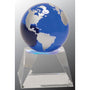 5" Blue Crystal Globe on Clear Crystal Base