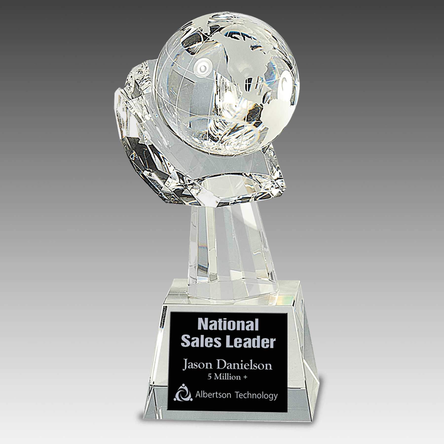 8" Clear Crystal Globe in Hand