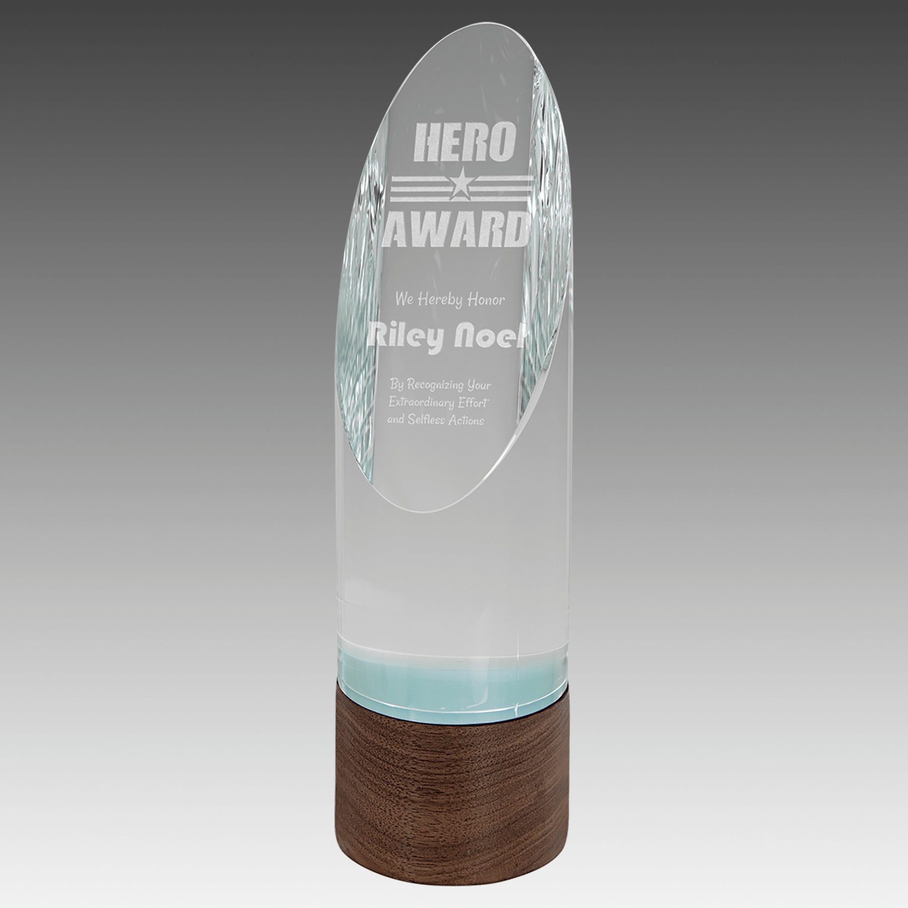 9.75" Cylinder Sierra Glass with Walnut Base