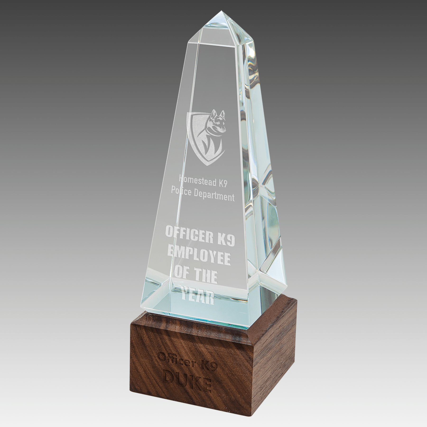 9" Obelisk Sierra Glass with Walnut Base
