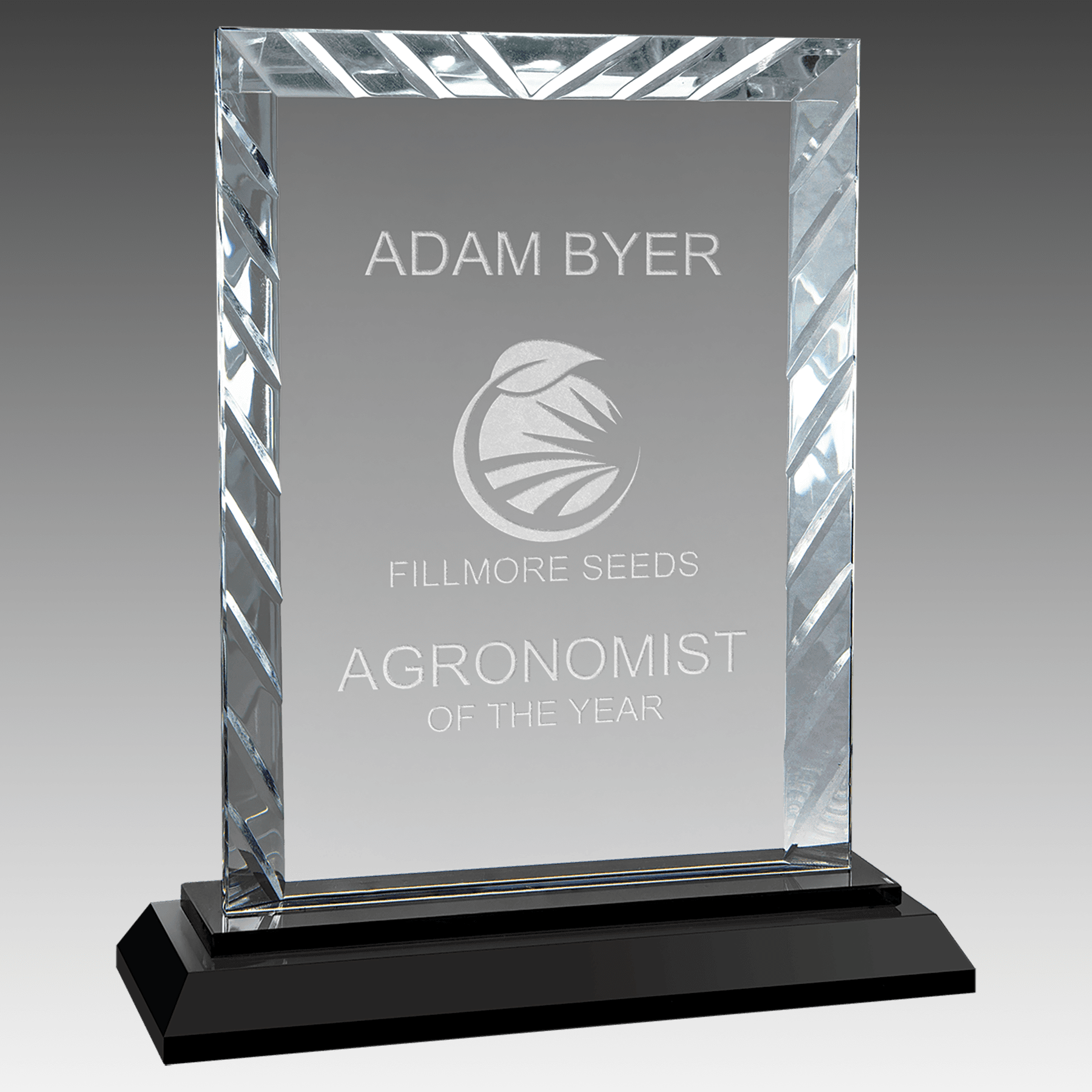 7" Rectangle Accent Glass on Black Base