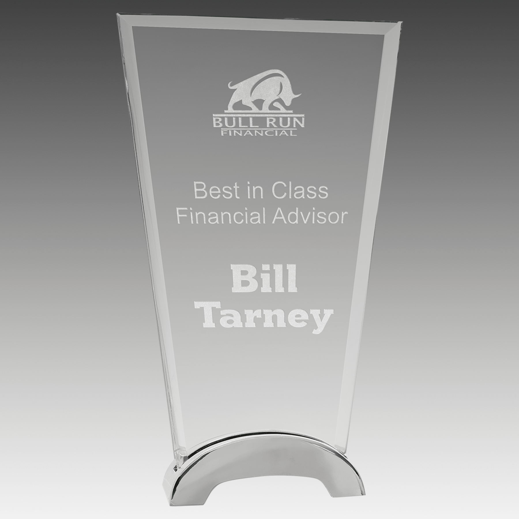 9.25" Fan Platinum Glass with Arch Metal Base
