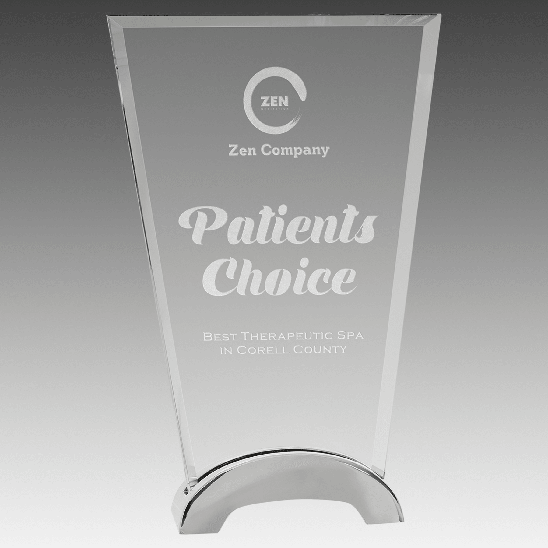 8.5" Fan Platinum Glass with Arch Metal Base