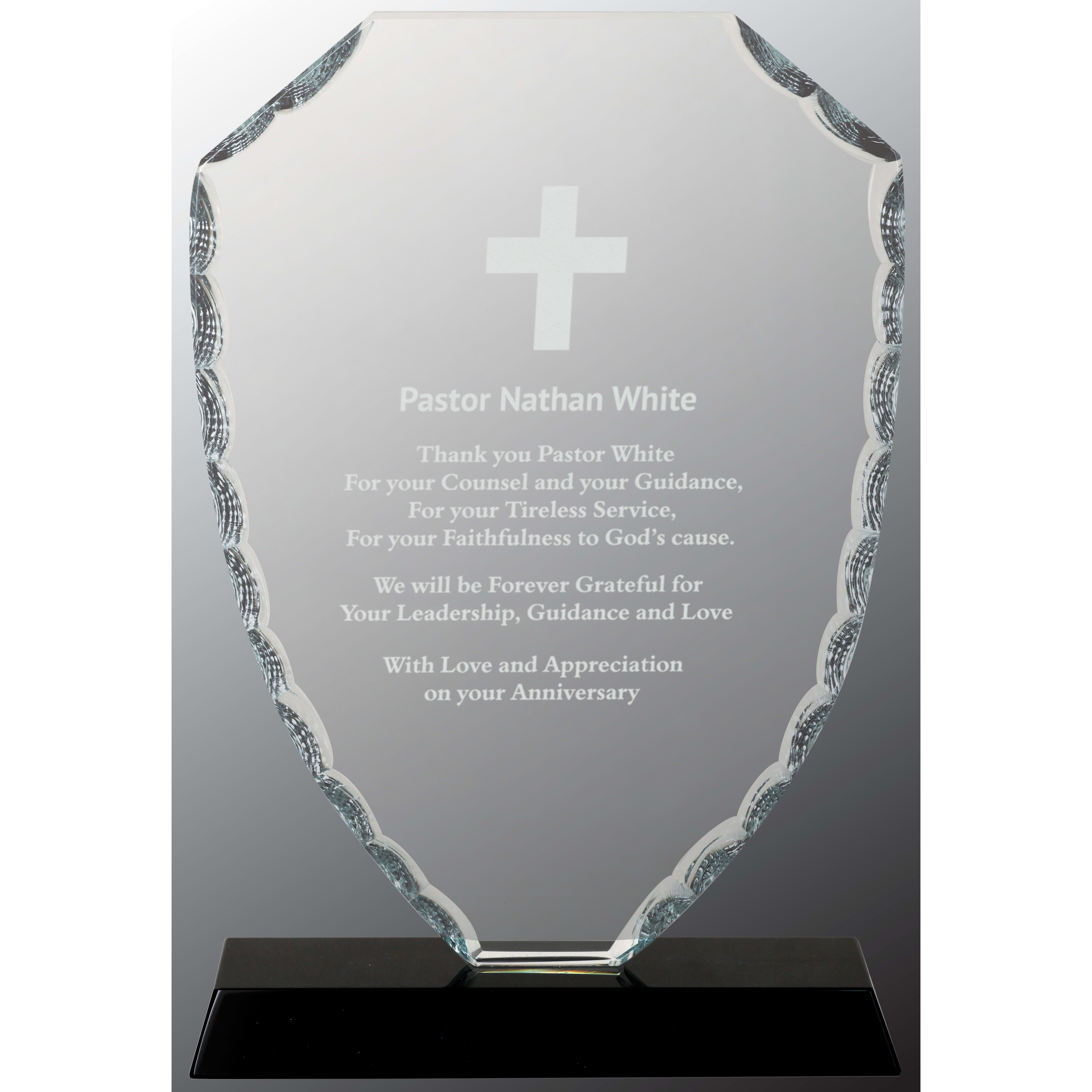 8.25" Shield Facet Glass on Black Base