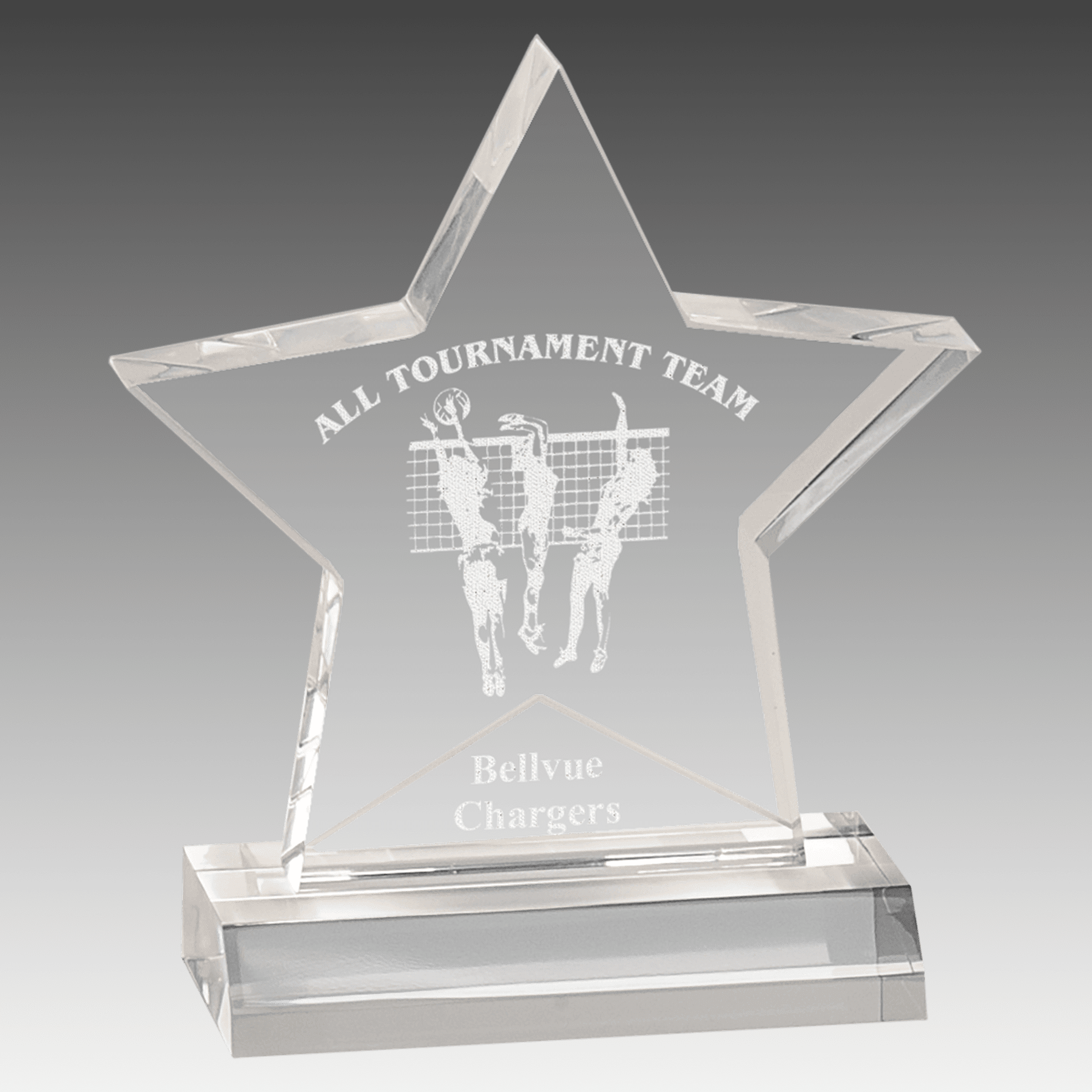 5" x 5" Clear Star Acrylic Award with 4" Base