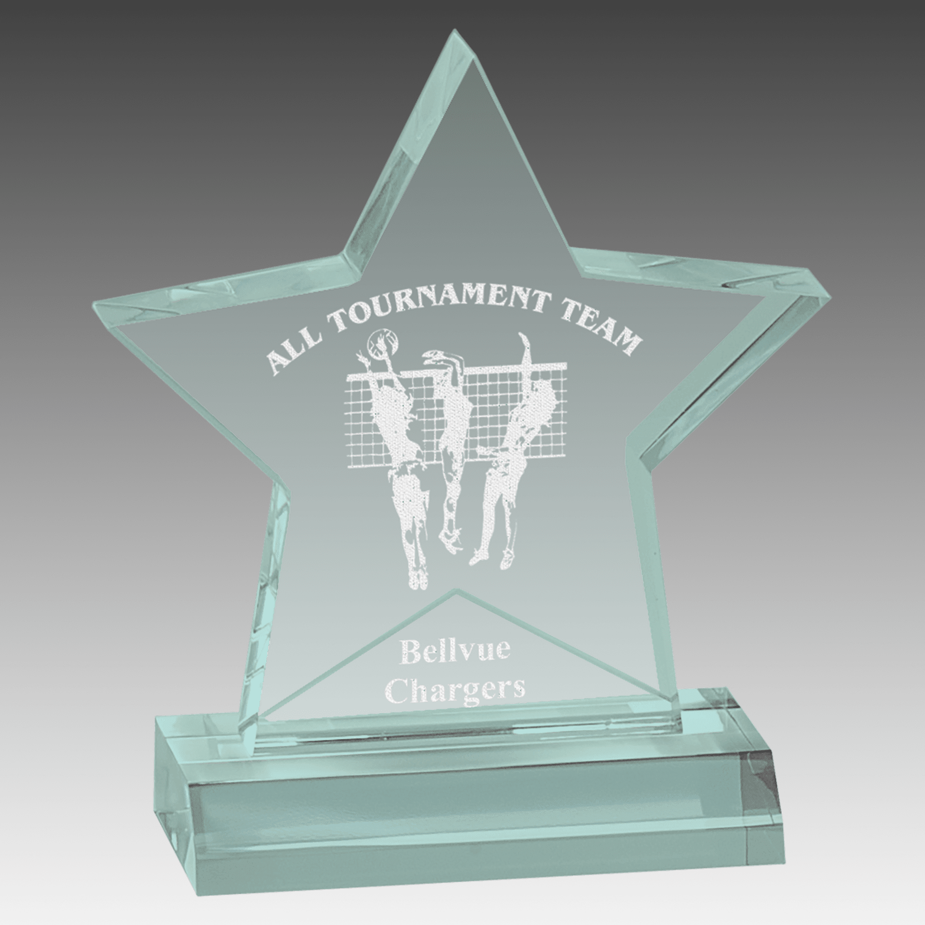 5" x 5" Jade Star Acrylic Award with 4" Base