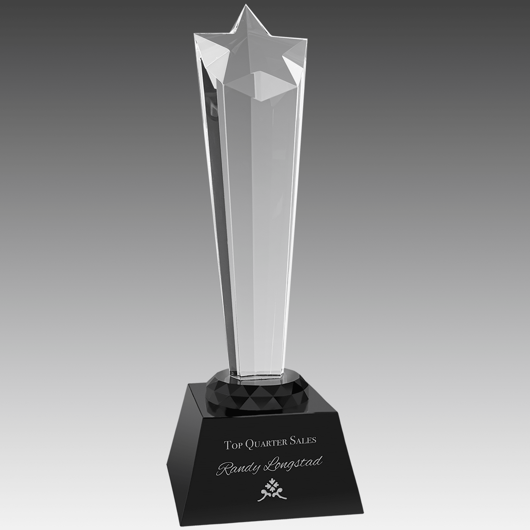 9" Crystal Rising  Star with Black Base