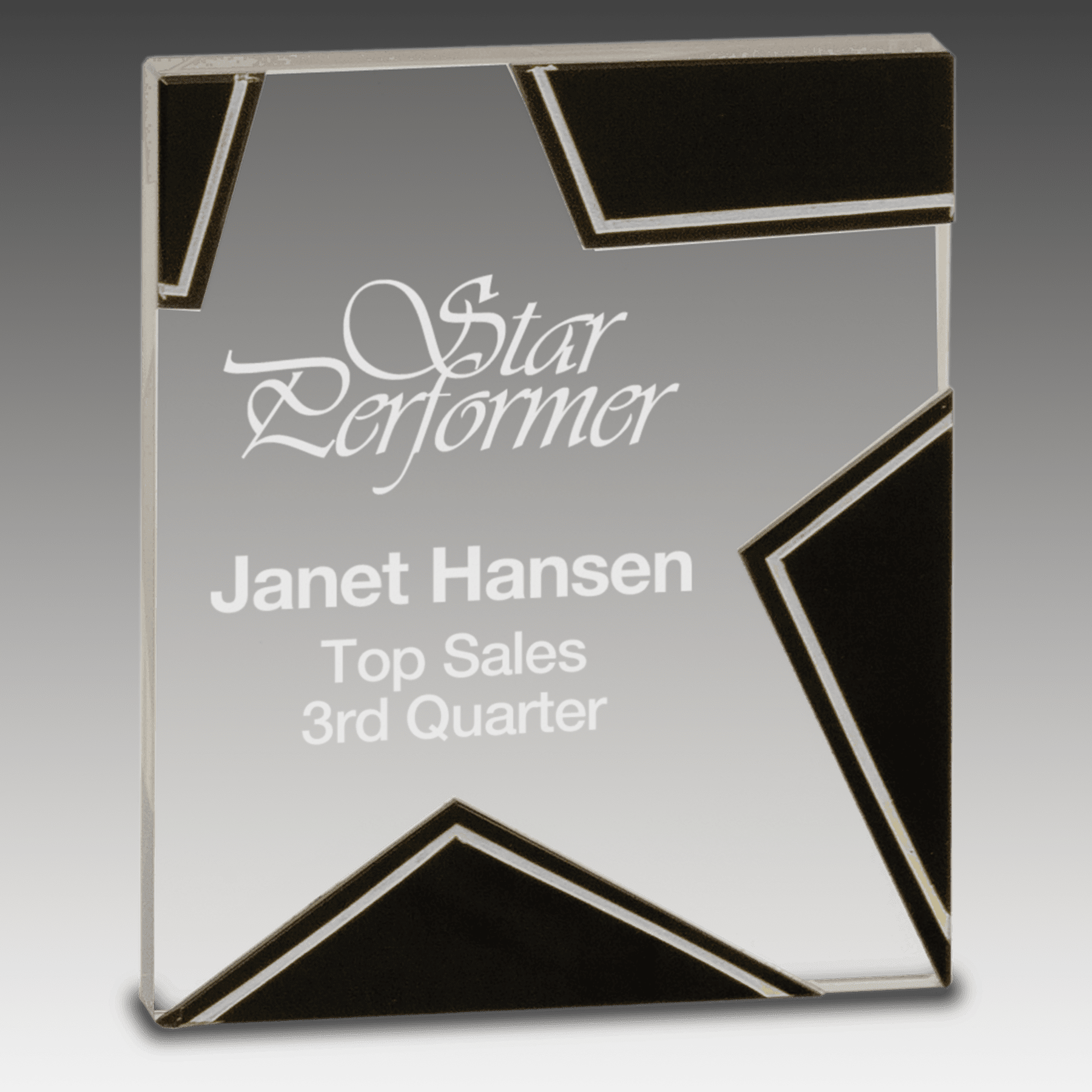 5.5" Silver and Black Star Glass