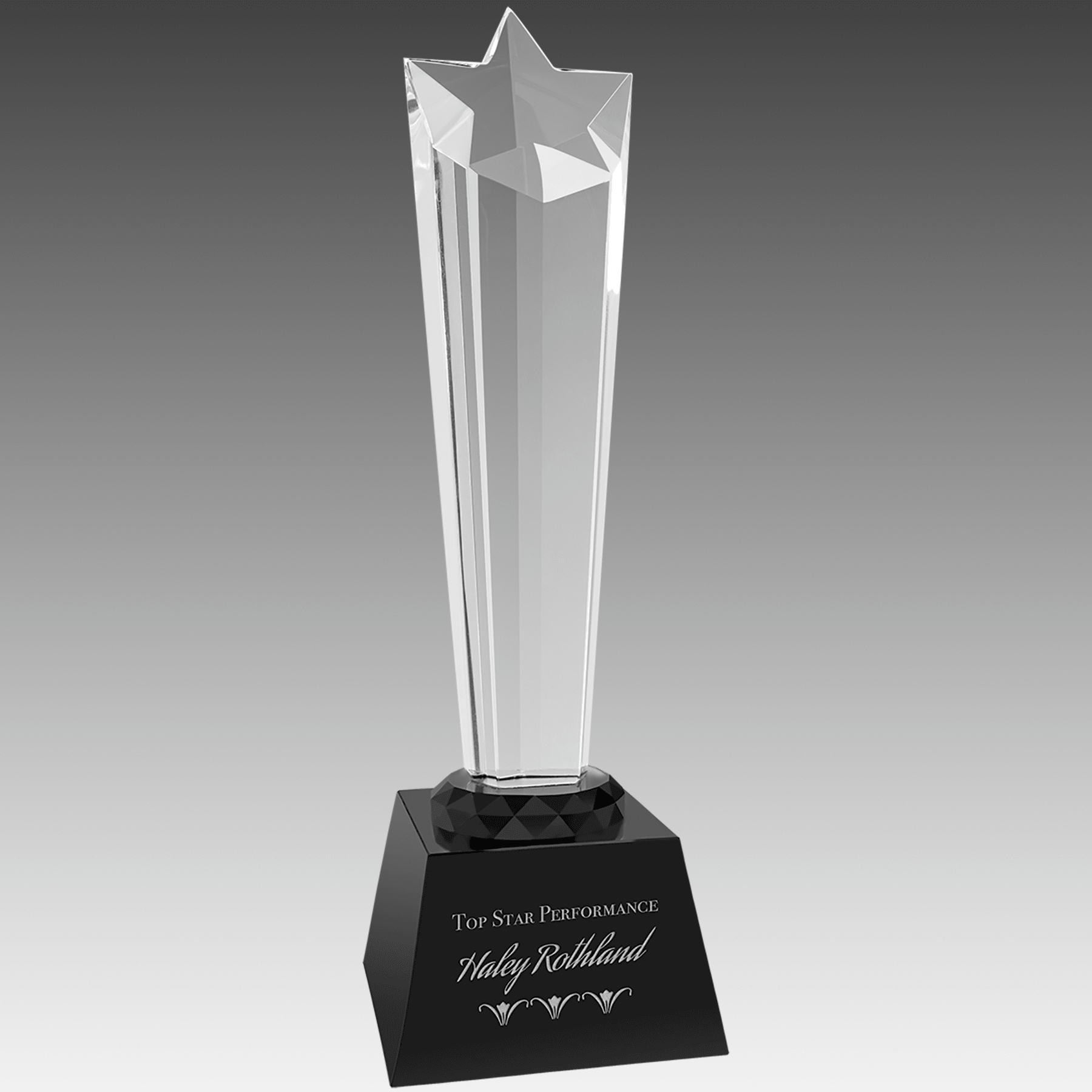 10" Crystal Rising Star with Black Base
