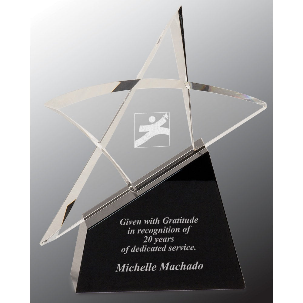 8.75" Clear Crystal Outline Star on Black Base