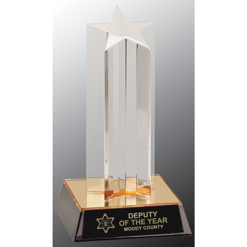 7" Clear Single Star Column Acrylic with Gold/Black Base