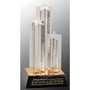 11.75" Clear Triple Star Column Acrylic with Gold/Black Base