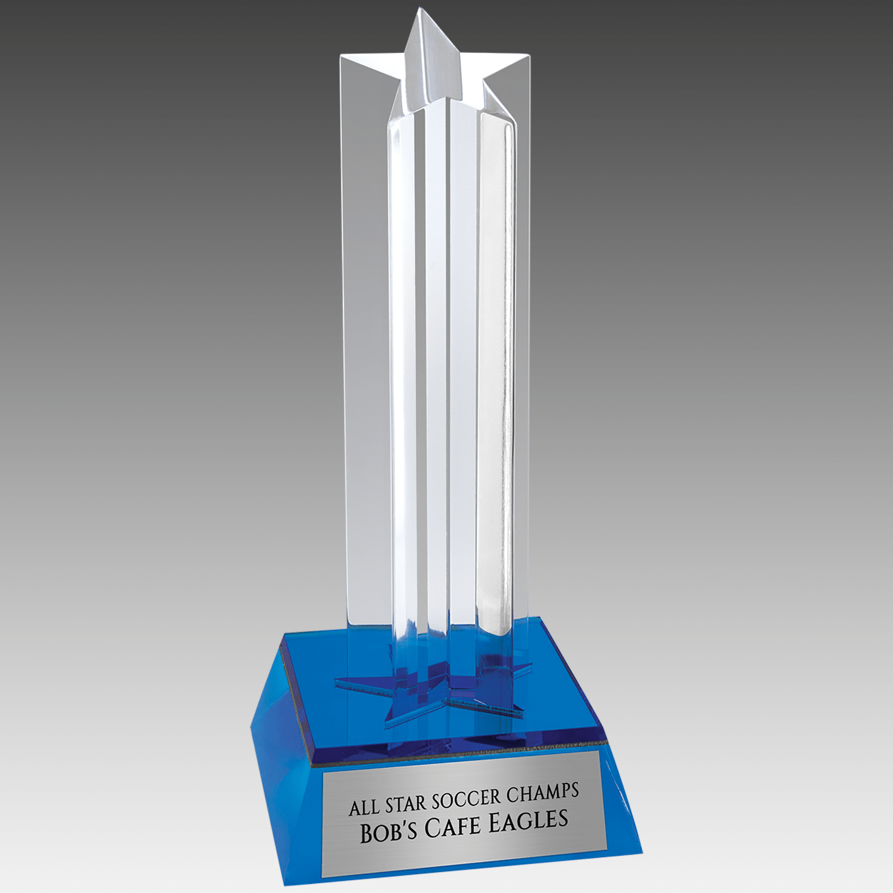 6.75" Blue Star Column Acrylic with Blue Base