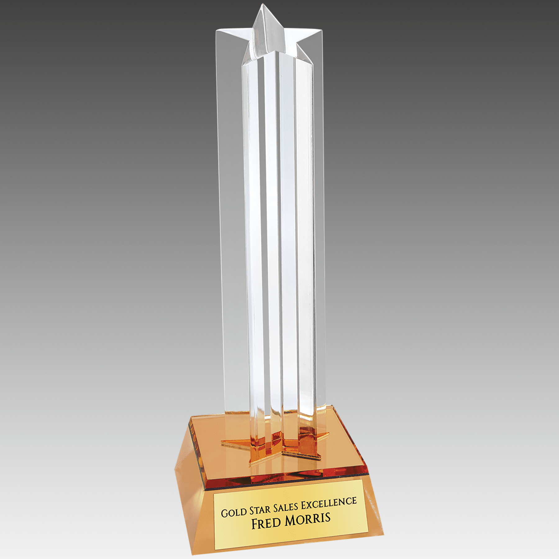 7.5" Gold Star Column Acrylic with Gold Base