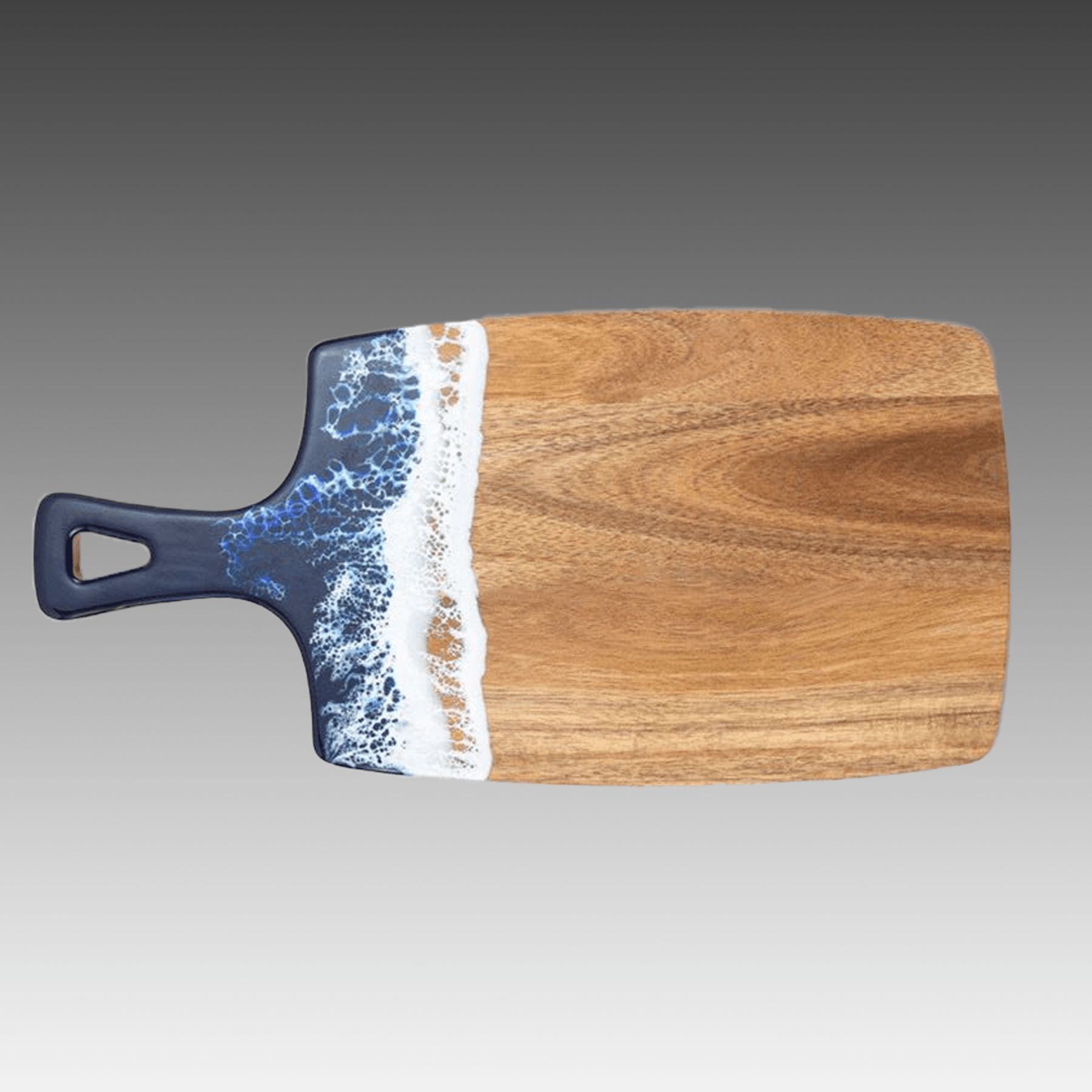Paddle Shaped Acacia Wood and Resin Cutting Board