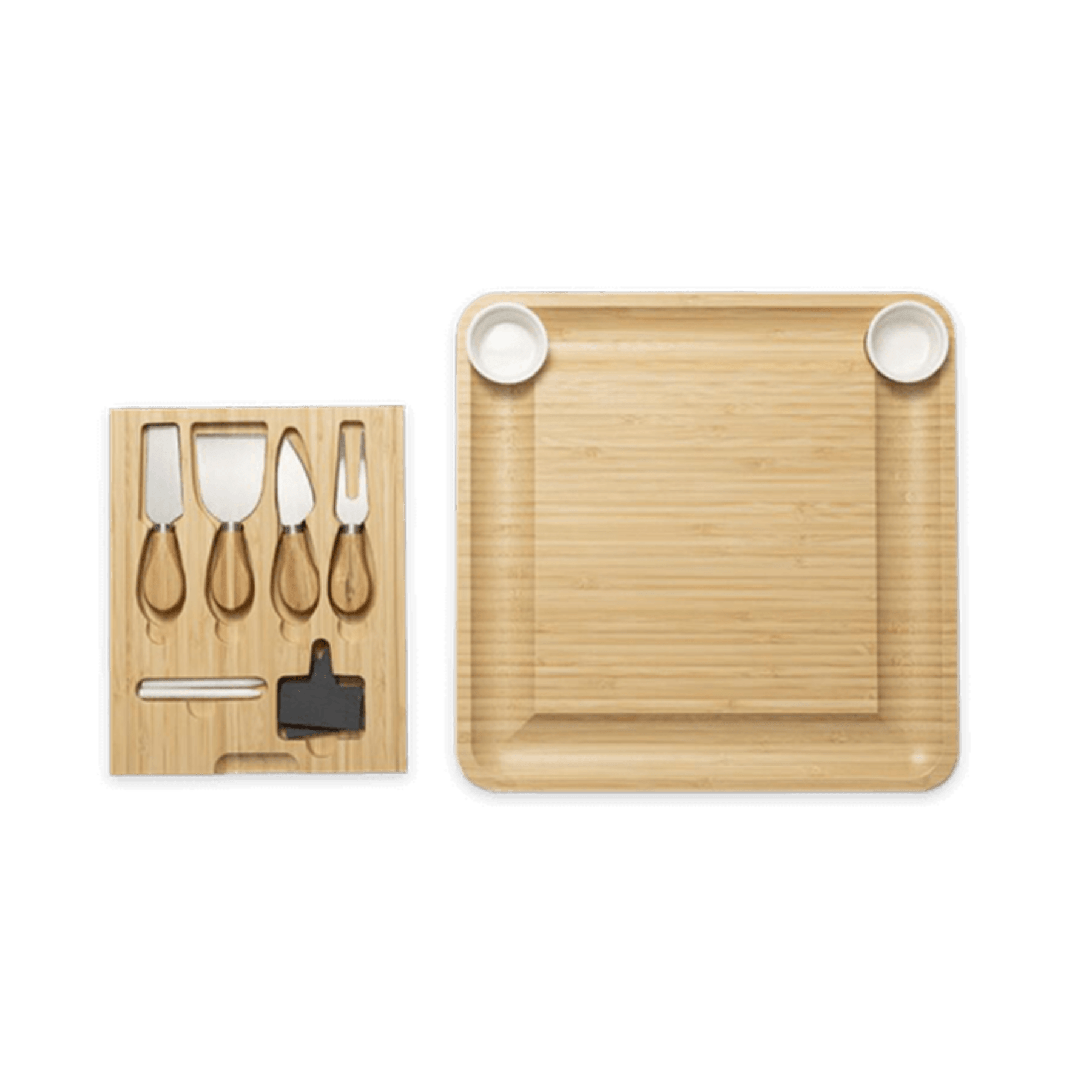 13.2" x 13.2" Bamboo Cheese Board with Tools
