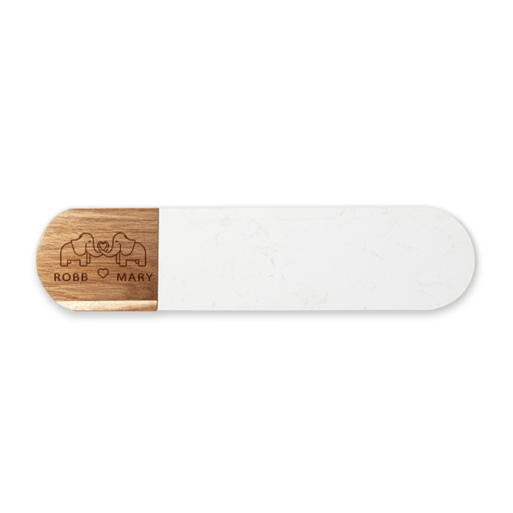 4.5" x 15" Oval Marble & Acacia Wood Board