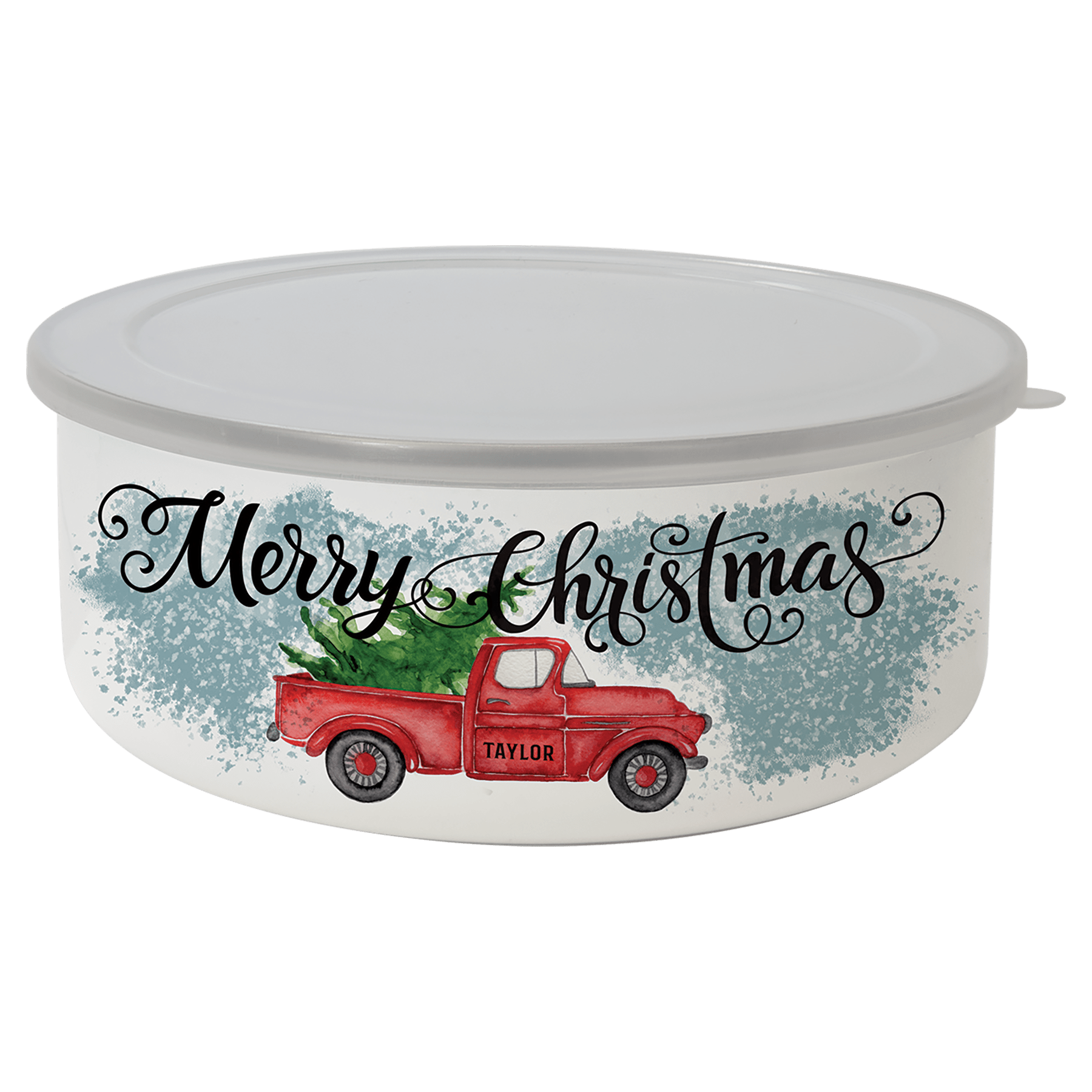 34 oz. Short Enamel Bowl with Lid