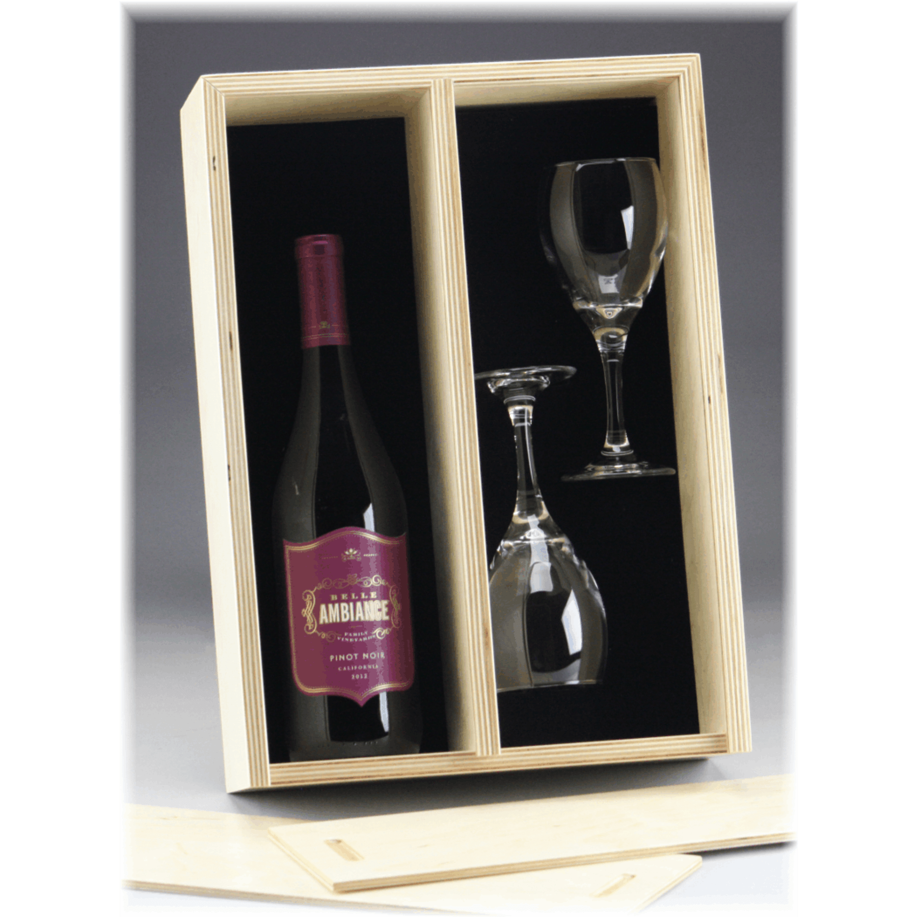 11.1" x 15.6" - Premium Birch Wood Double Wine Box - Slide Top