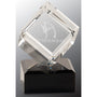 4.5" Clear Crystal Cube on Black Pedestal Base