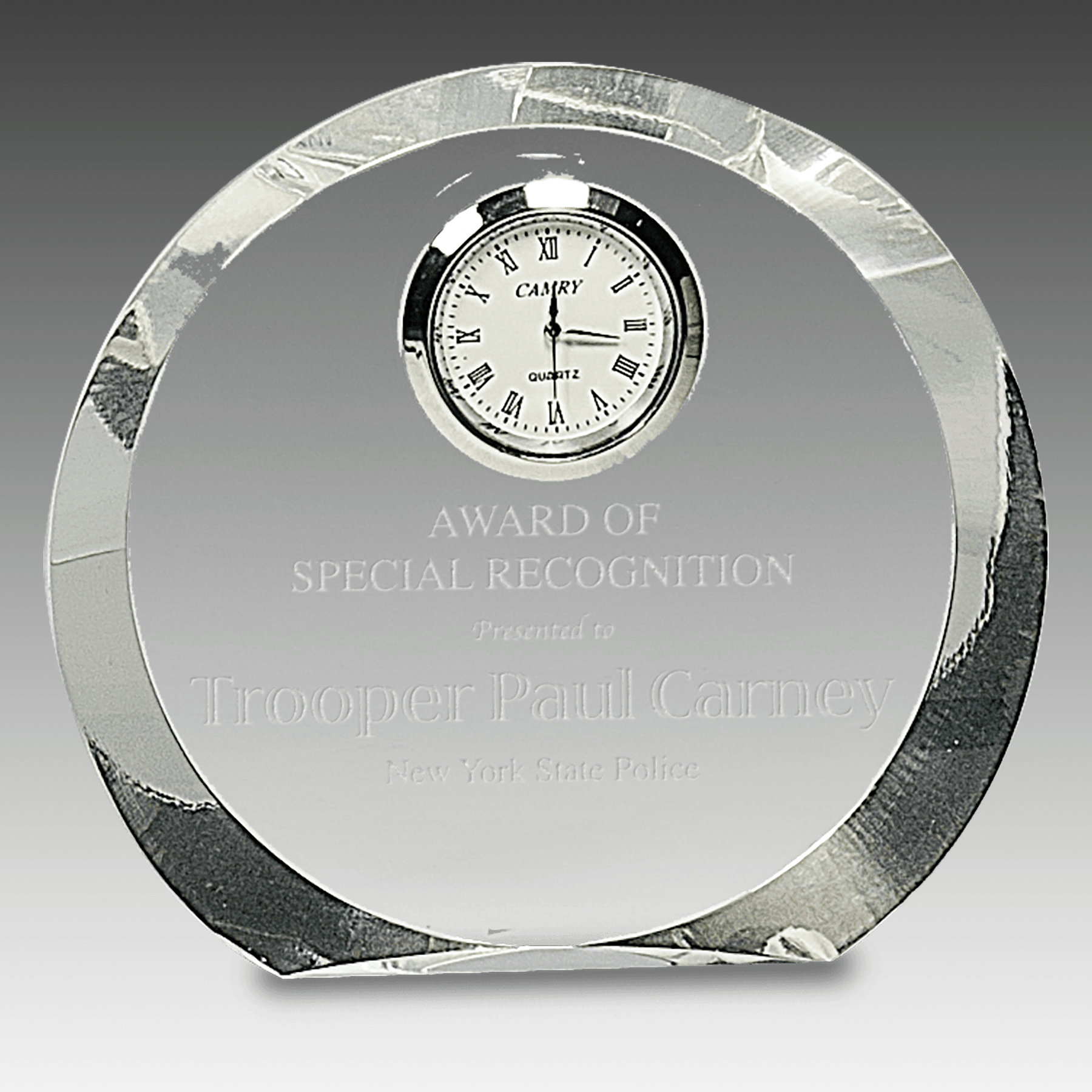 4.5" Clear Crystal Round with Clock