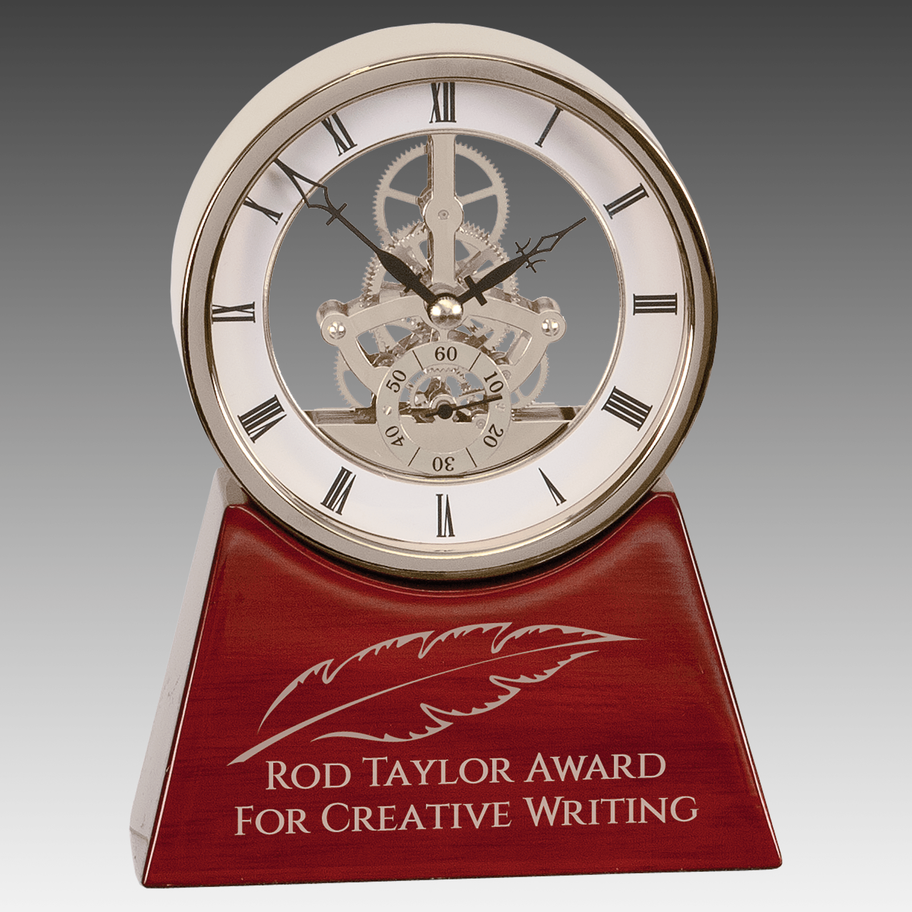 7.25" Executive Silver & Rosewood Piano Finish Clock
