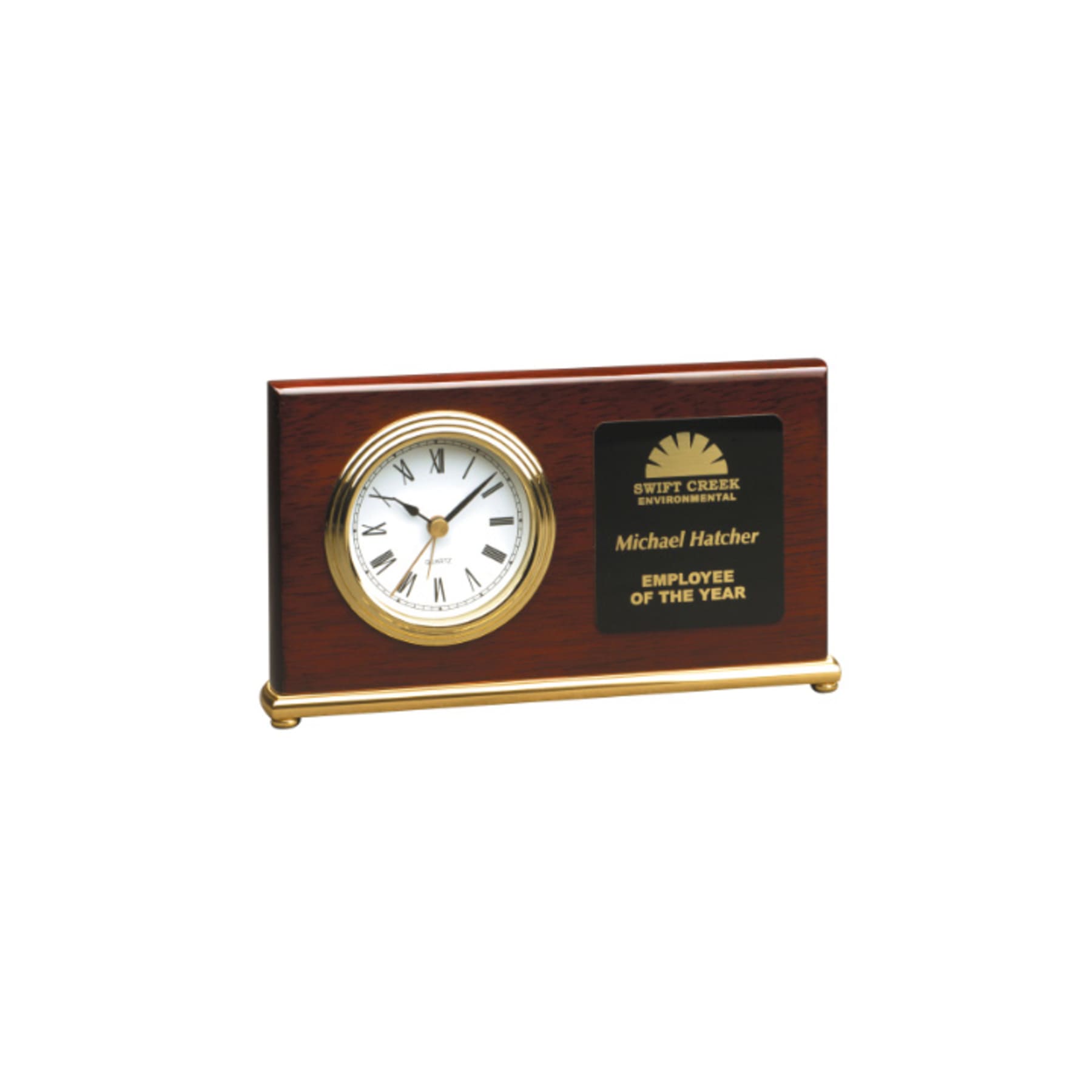 7.5" x 4" Rosewood Piano Finish Horizontal Desk Clock