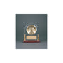 6.5" Arch Glass Desk Clock w/ Posts & Rosewood Piano Finish