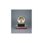 6.5" Rect Glass Desk Clock w/Posts & Rosewood Piano Finish