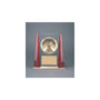 7" Glass Desk Clock with Rosewood Finish Bevel Columns