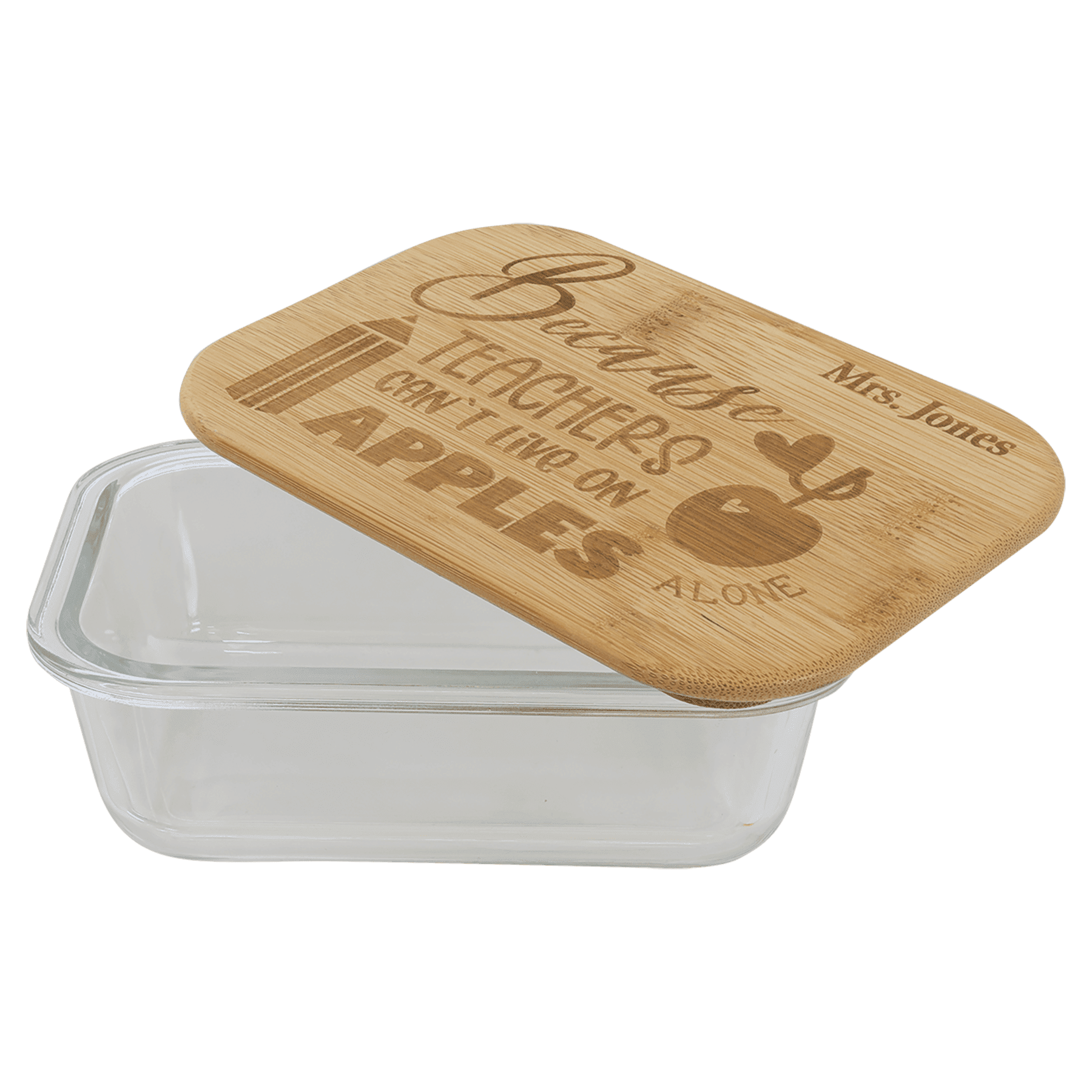 12 oz. Rectangle Glass Container with Bamboo Lid