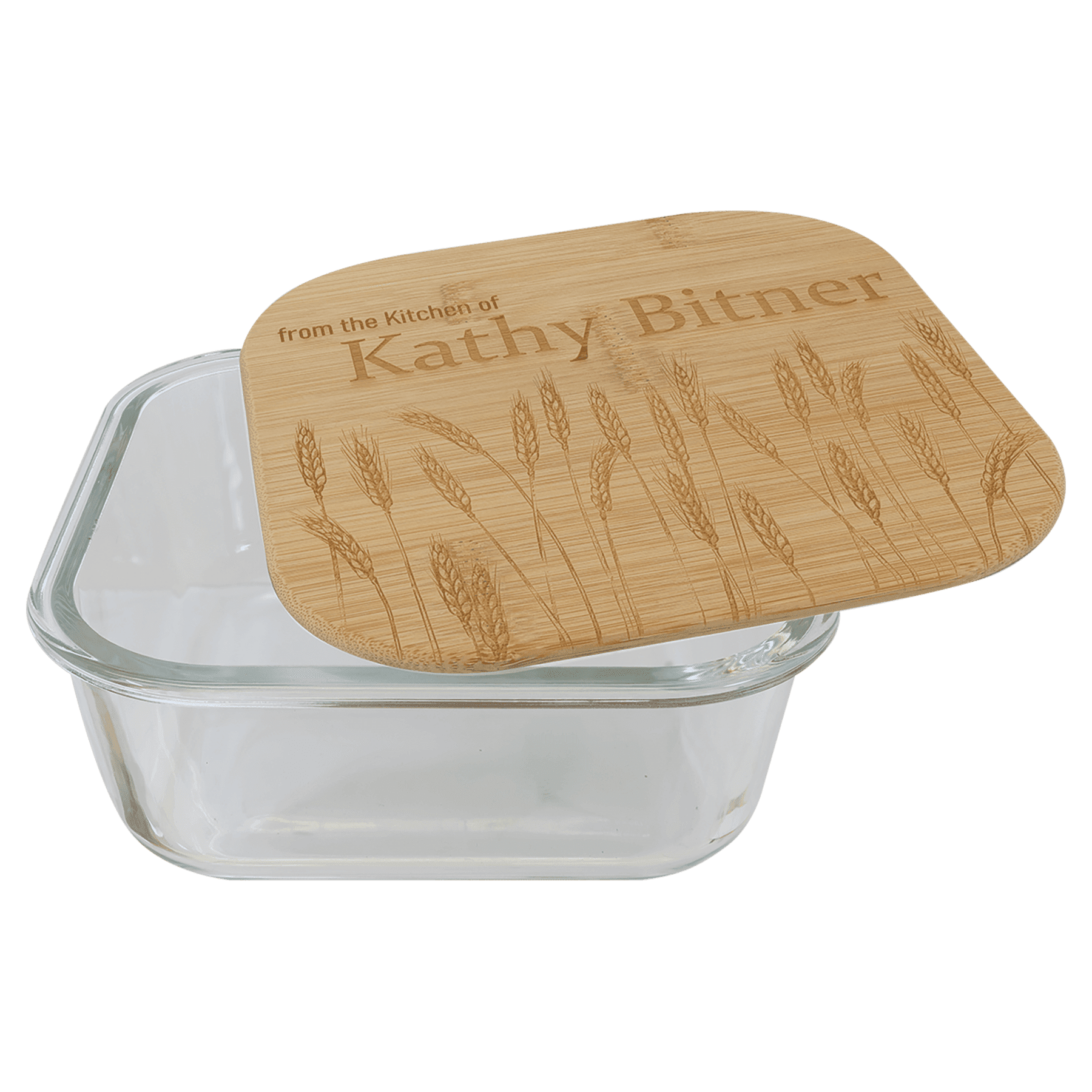 37 oz. Square Glass Container with Bamboo Lid