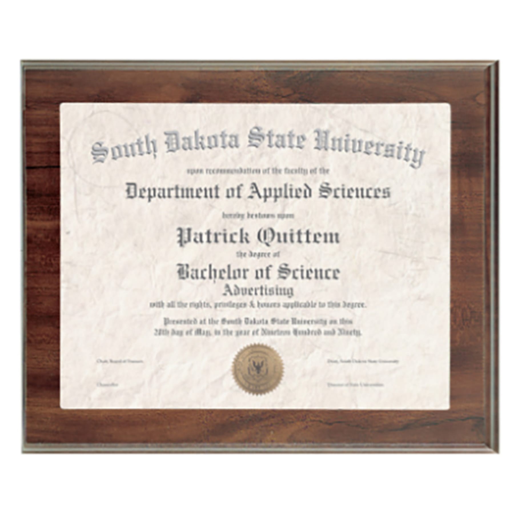 Cherry Finish Slide-In Frame Plaque with 10" x 8" Window